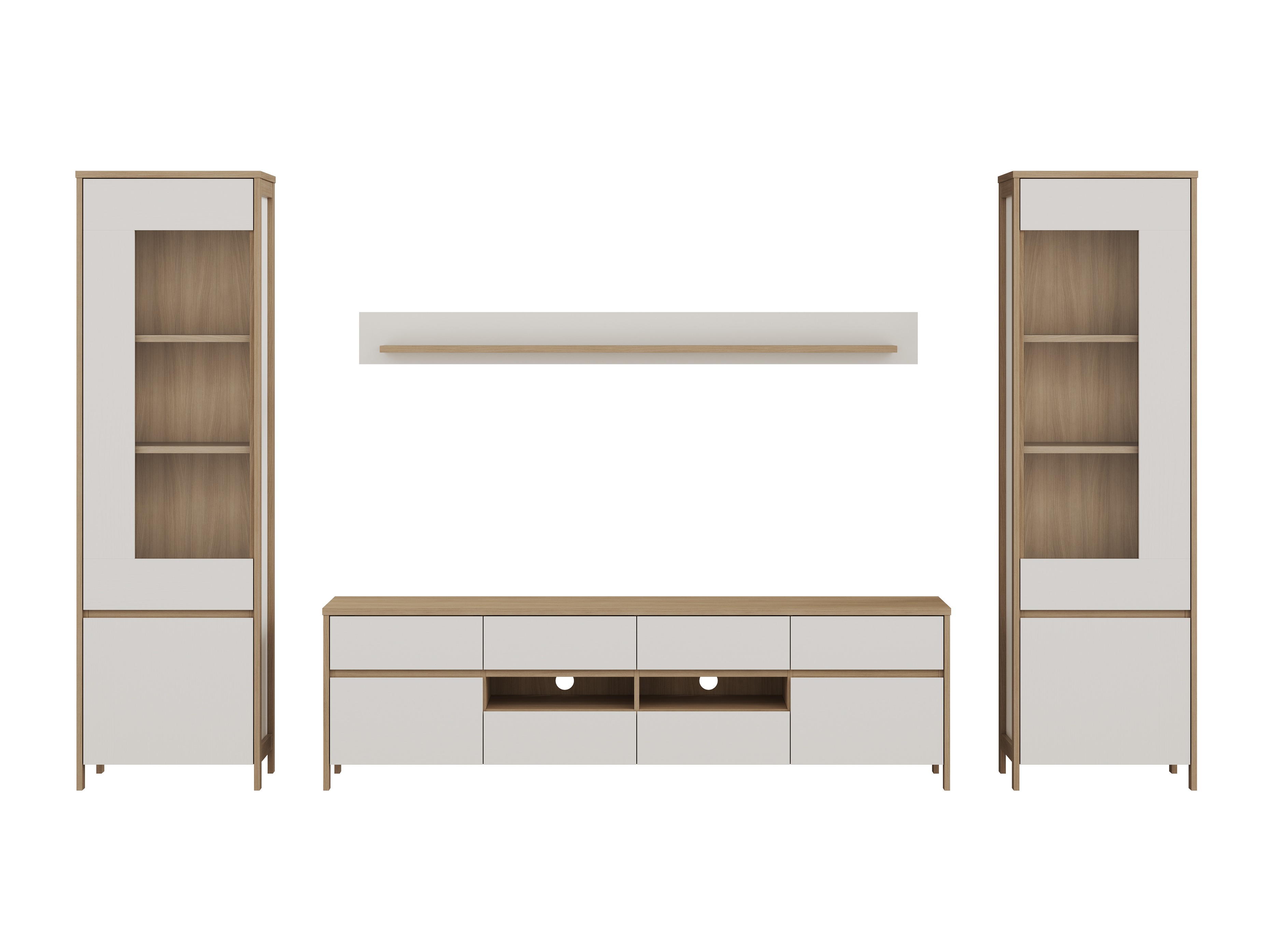 Set za dnevnu sobu Fermaru 111 (Belo + Hrast)