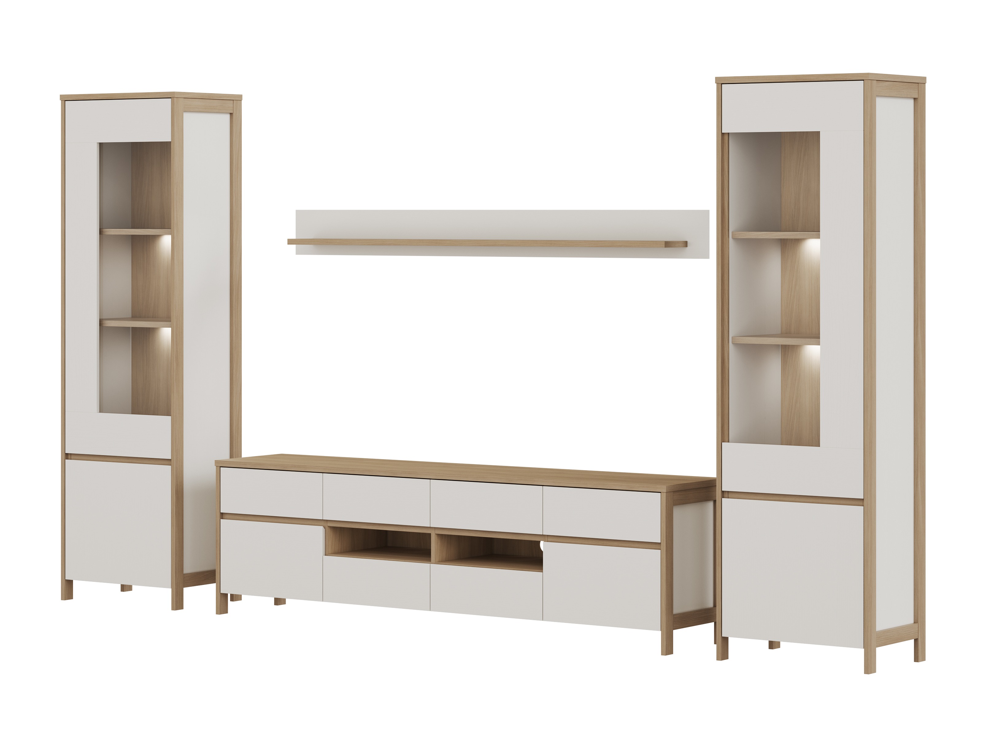 Set za dnevnu sobu Fermaru 111 (Belo + Hrast)