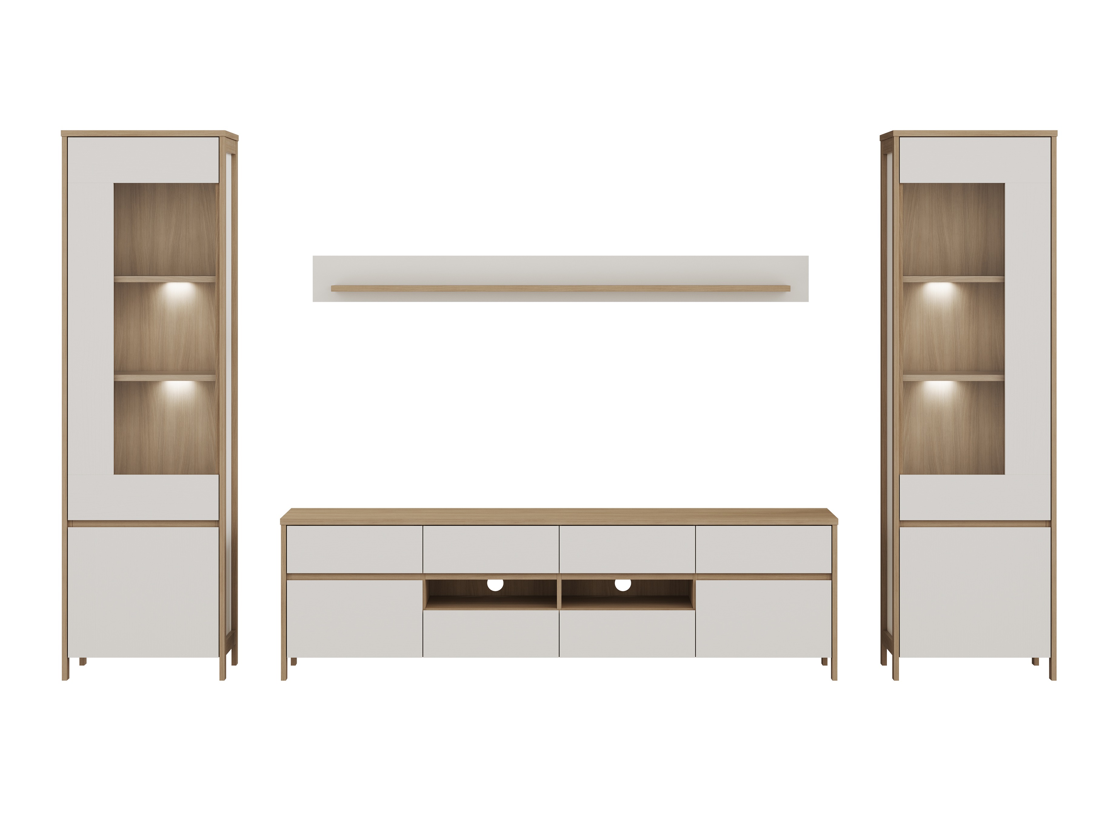 Set za dnevnu sobu Fermaru 111 (Belo + Hrast)