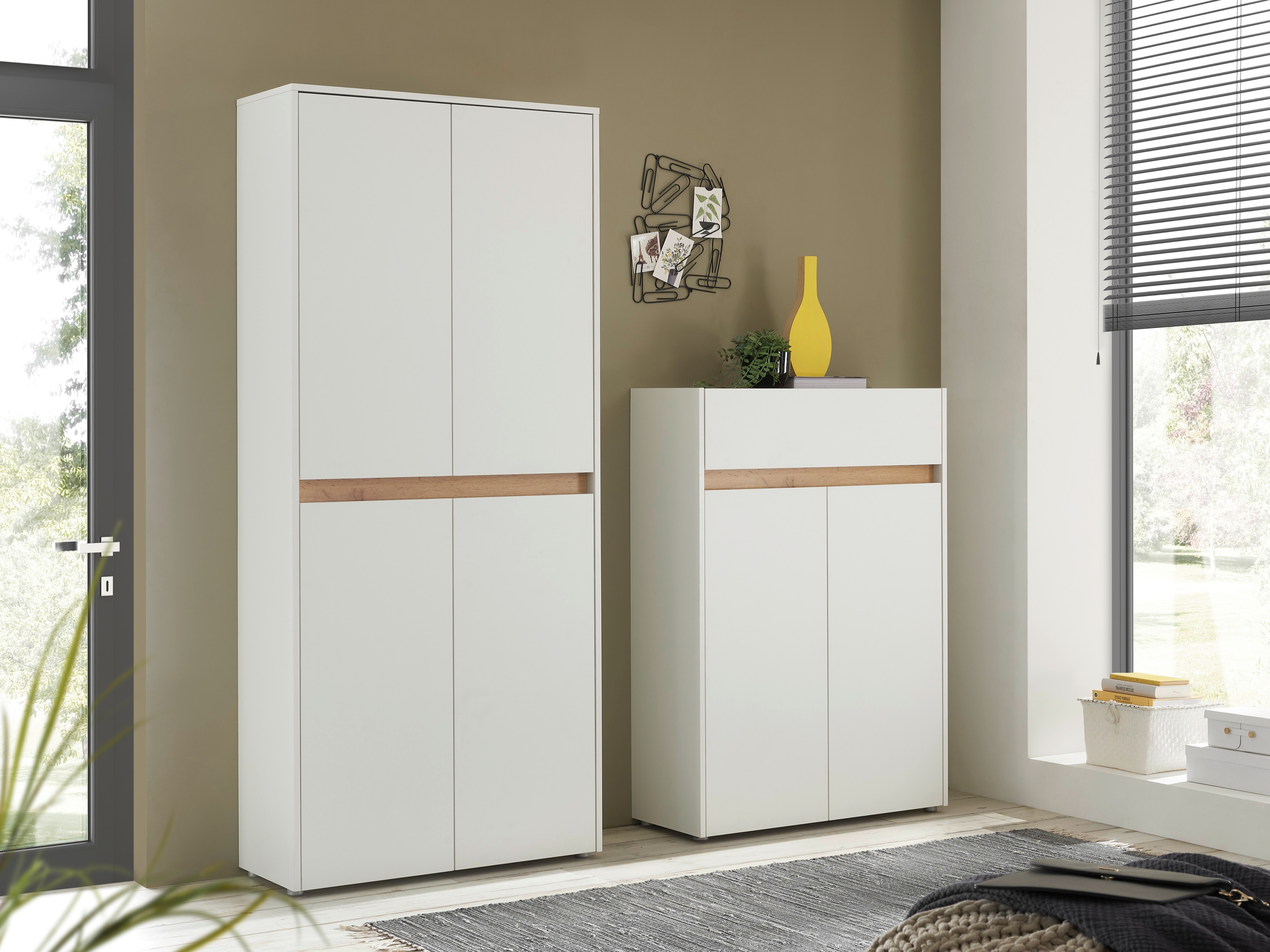 Set za hodnik Elbsori 175 (Belo + Hrast Votan)