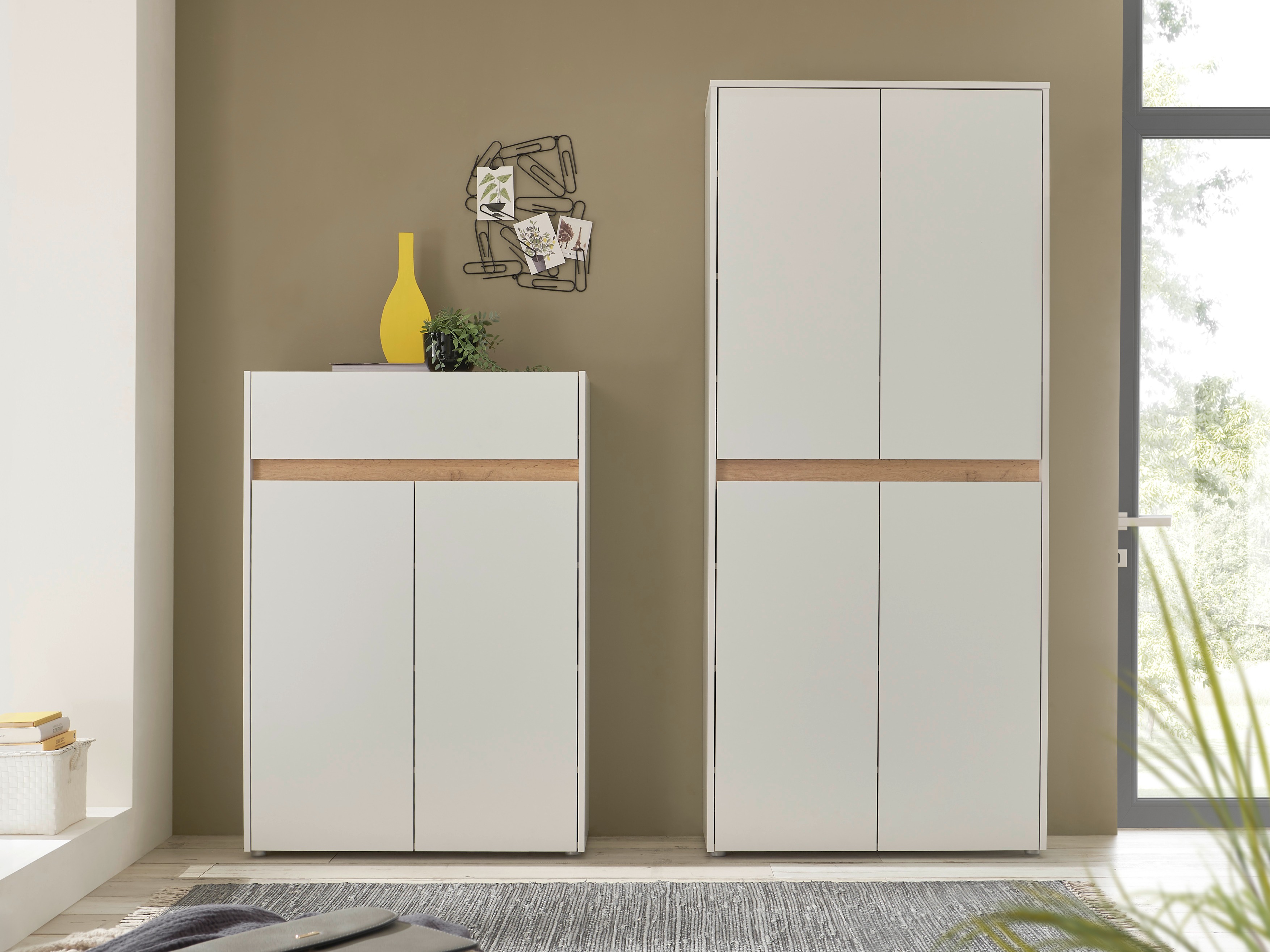 Set za hodnik Elbsori 175 (Belo + Hrast Votan)