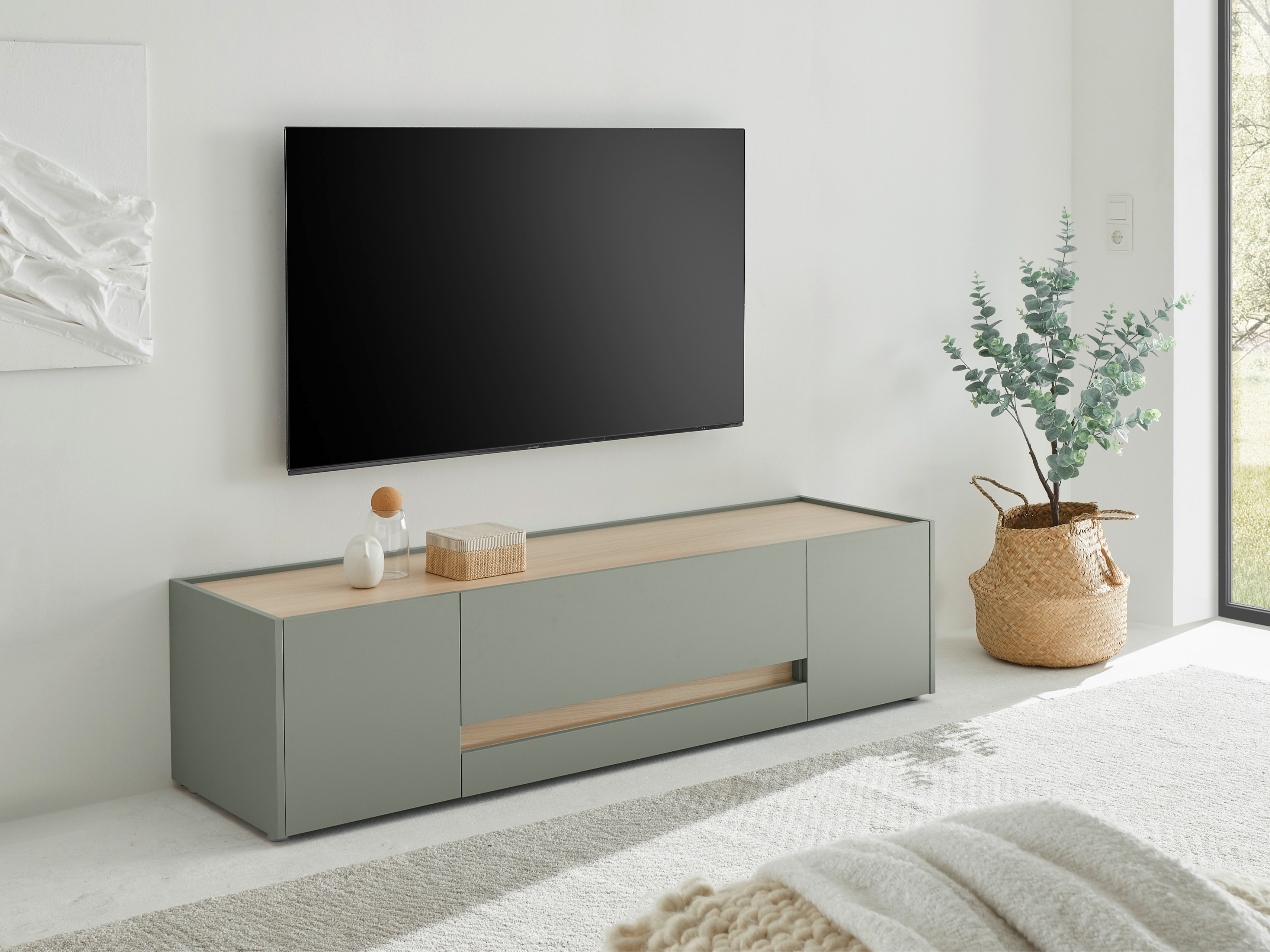 TV komoda Elbsori 115 (Zelena + Hrast)