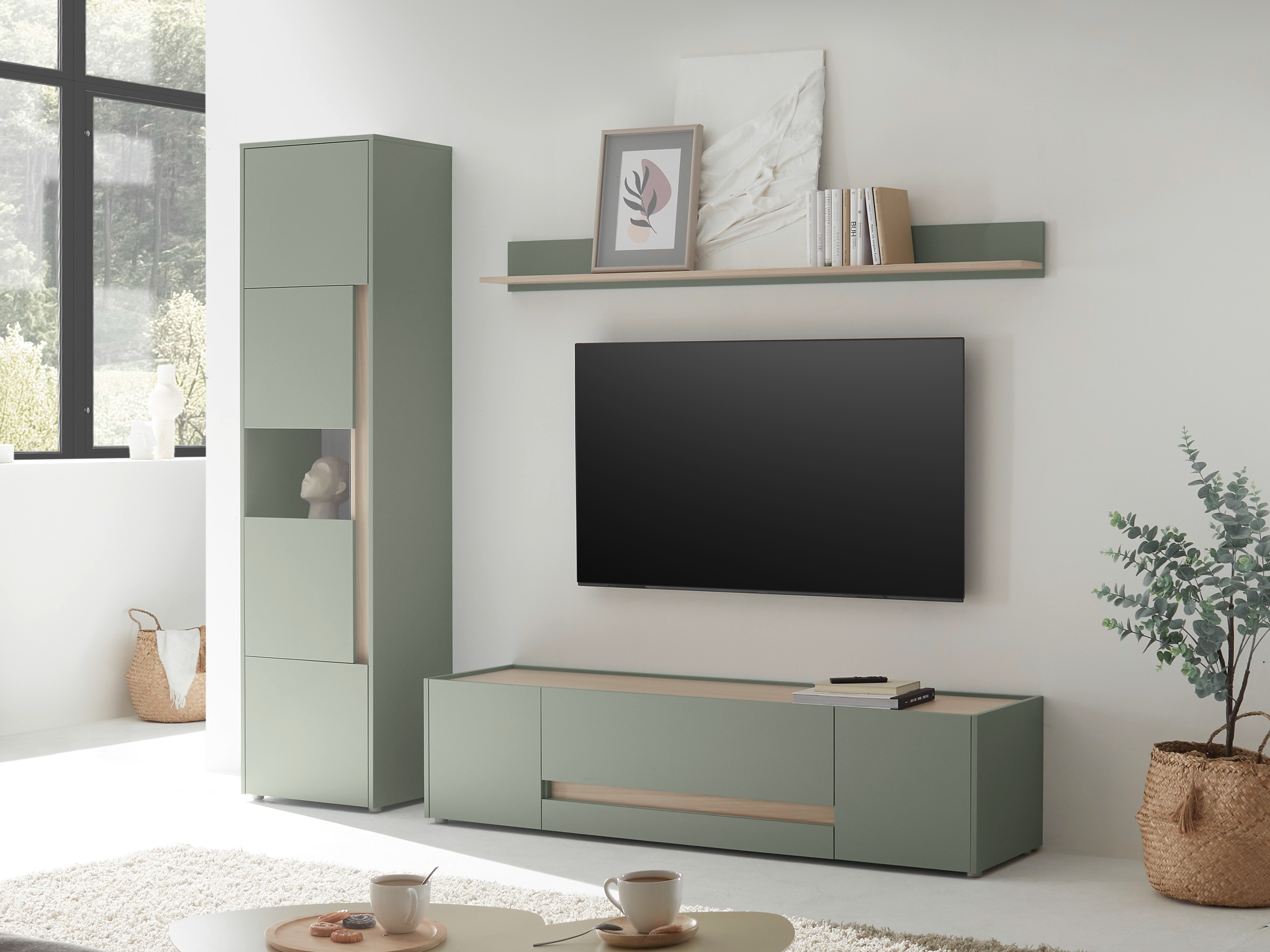 TV komoda Elbsori 115 (Zelena + Hrast)