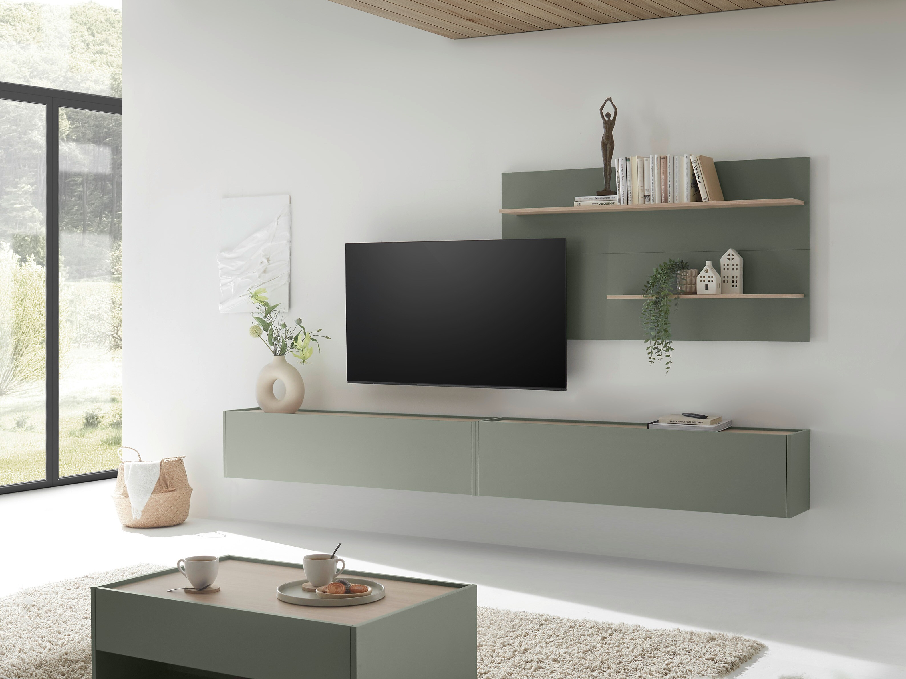 Set za dnevnu sobu Elbsori 120 (Zelena + Hrast)