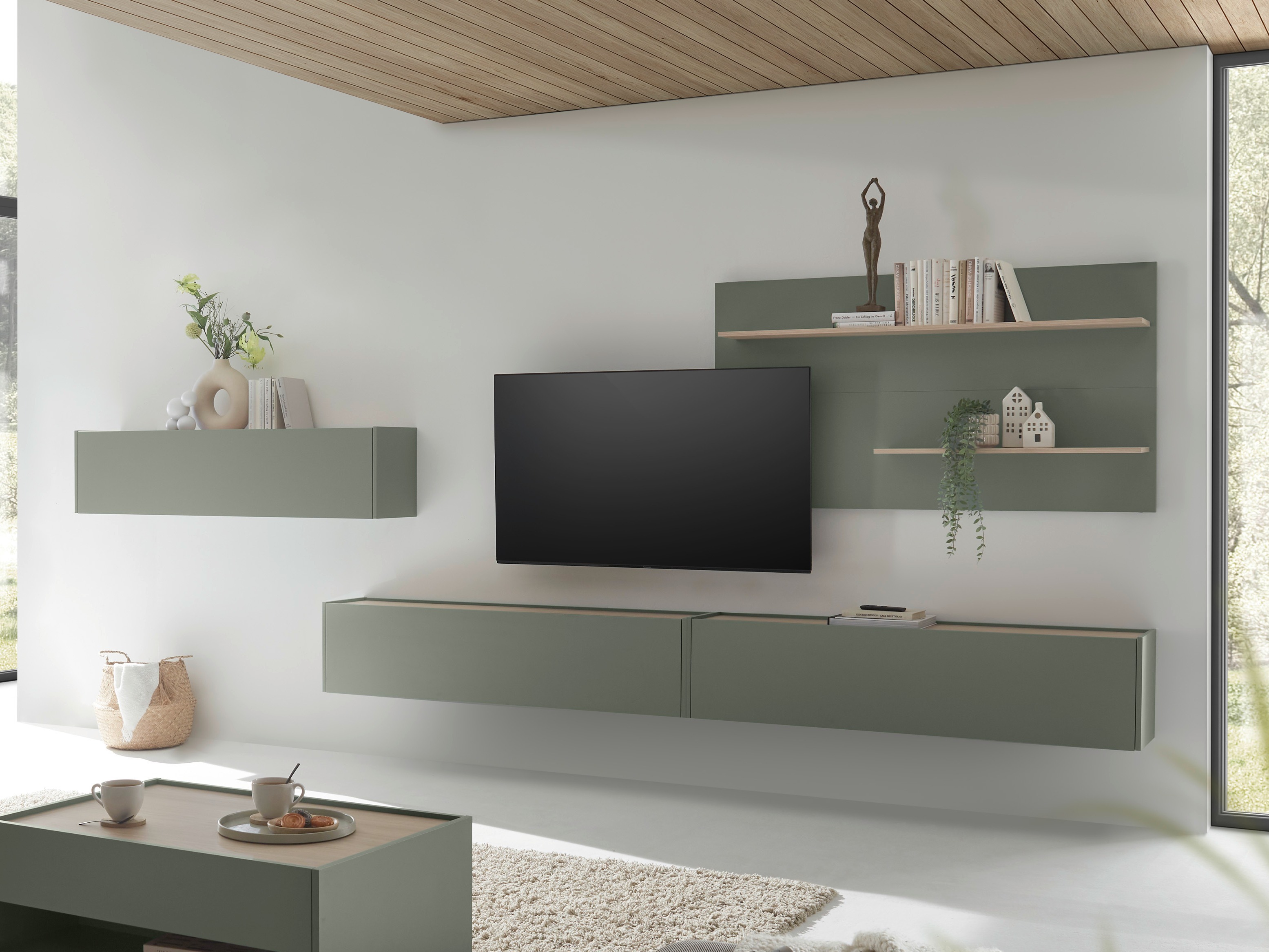 Set za dnevnu sobu Elbsori 121 (Zelena + Hrast)