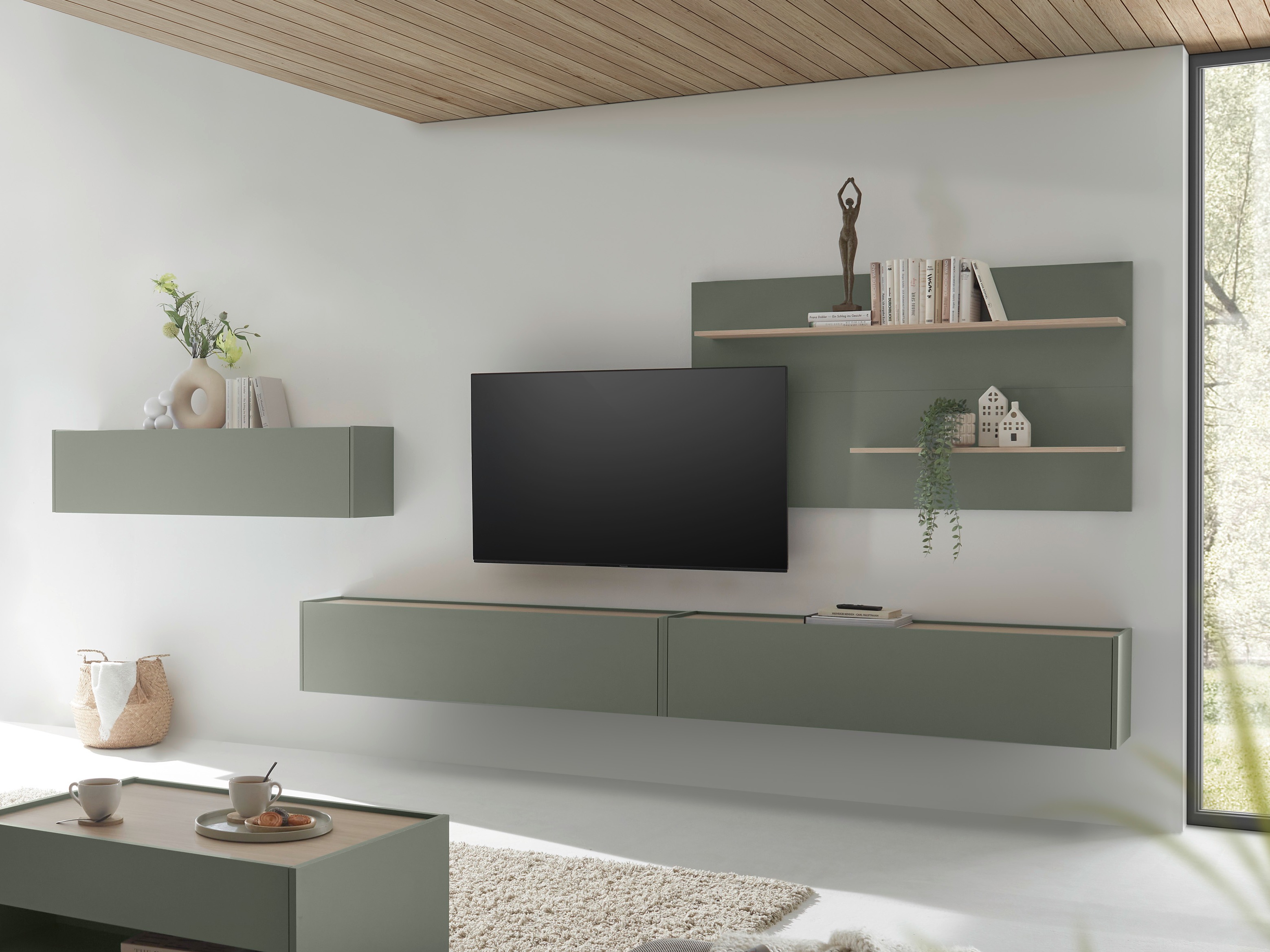 Set za dnevnu sobu Elbsori 121 (Zelena + Hrast)