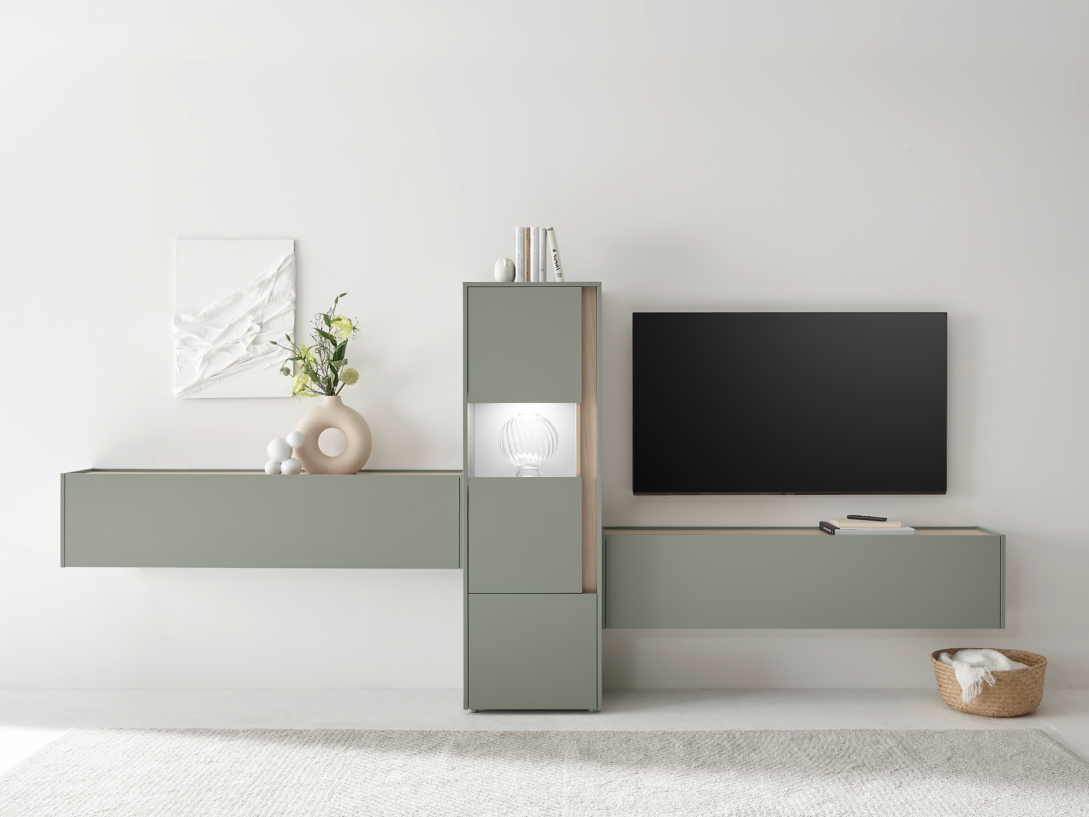 Set za dnevnu sobu Elbsori 122 (Zelena + Hrast)