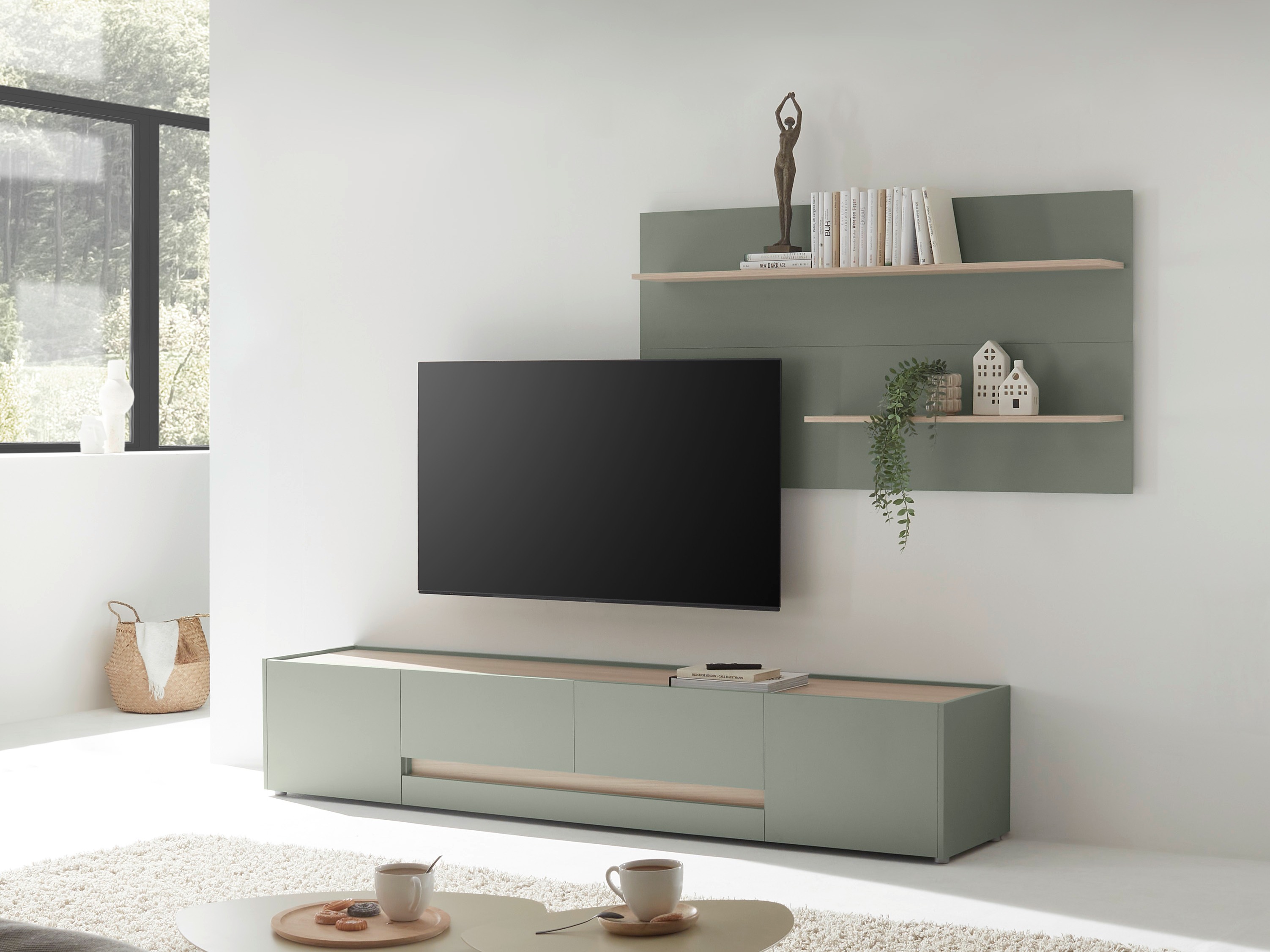 Set za dnevnu sobu Elbsori 124 (Zelena + Hrast)