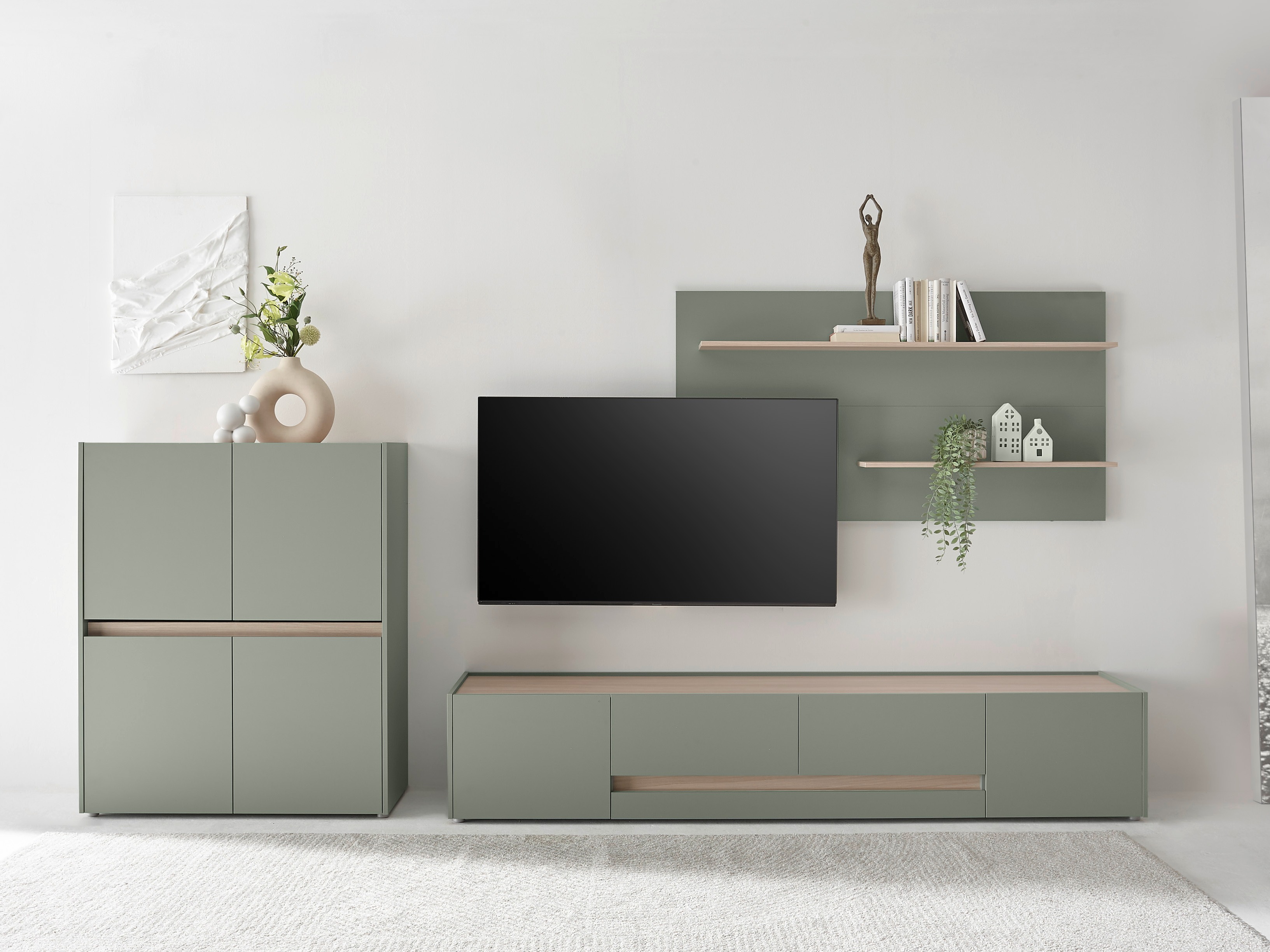 Set za dnevnu sobu Elbsori 127 (Zelena + Hrast)