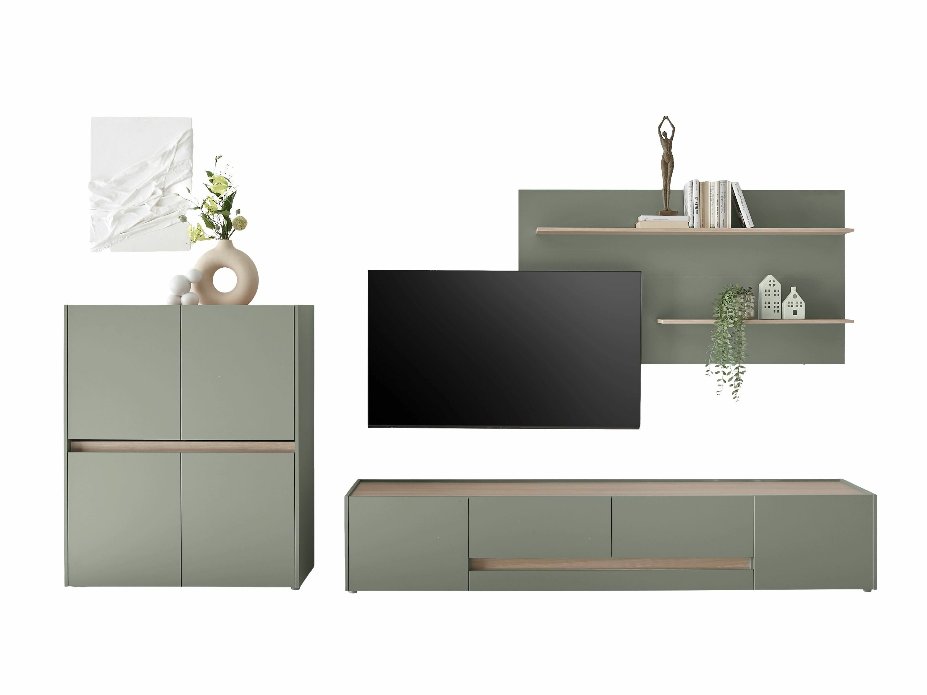 Set za dnevnu sobu Elbsori 127 (Zelena + Hrast)