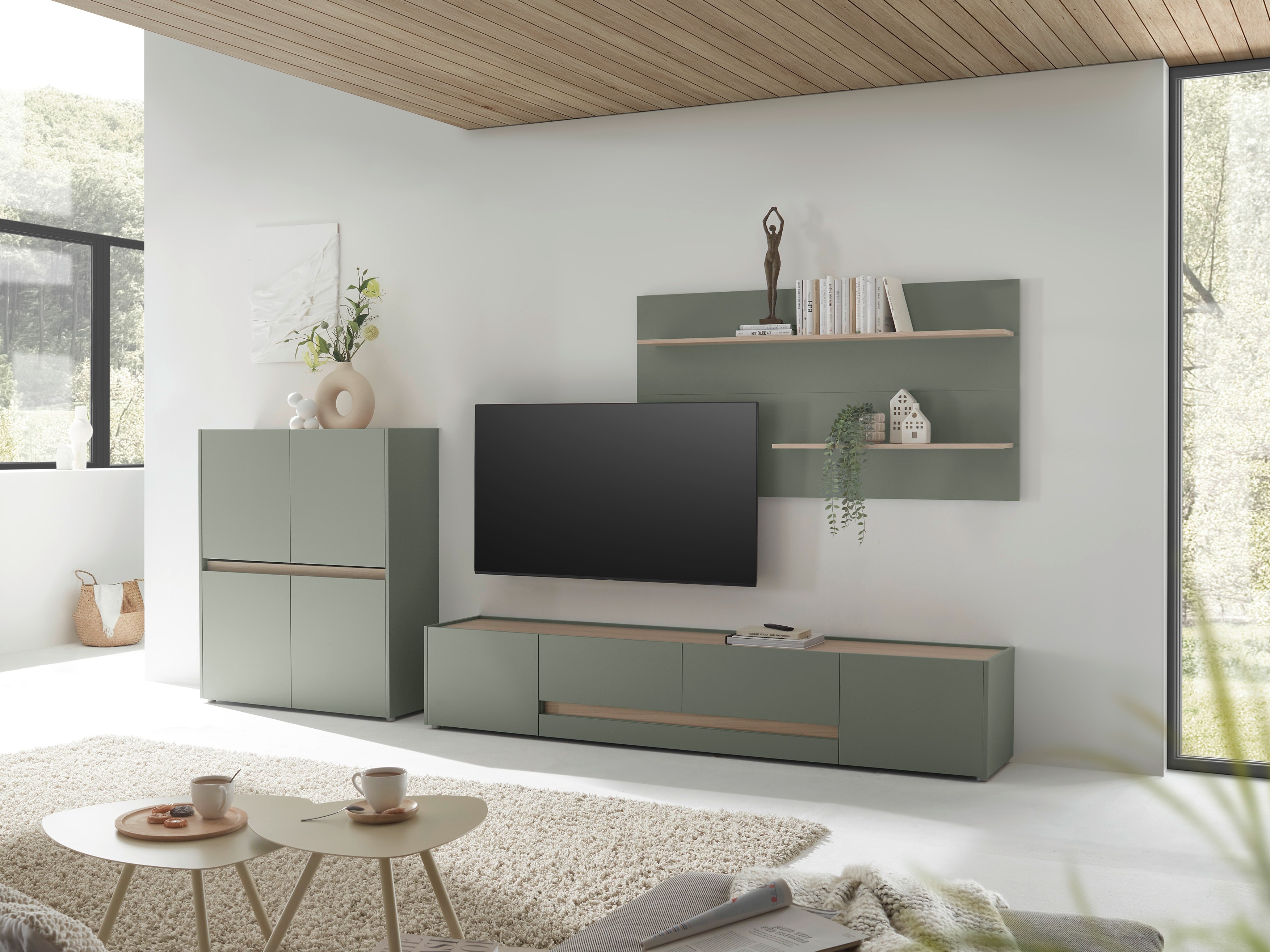 Set za dnevnu sobu Elbsori 127 (Zelena + Hrast)