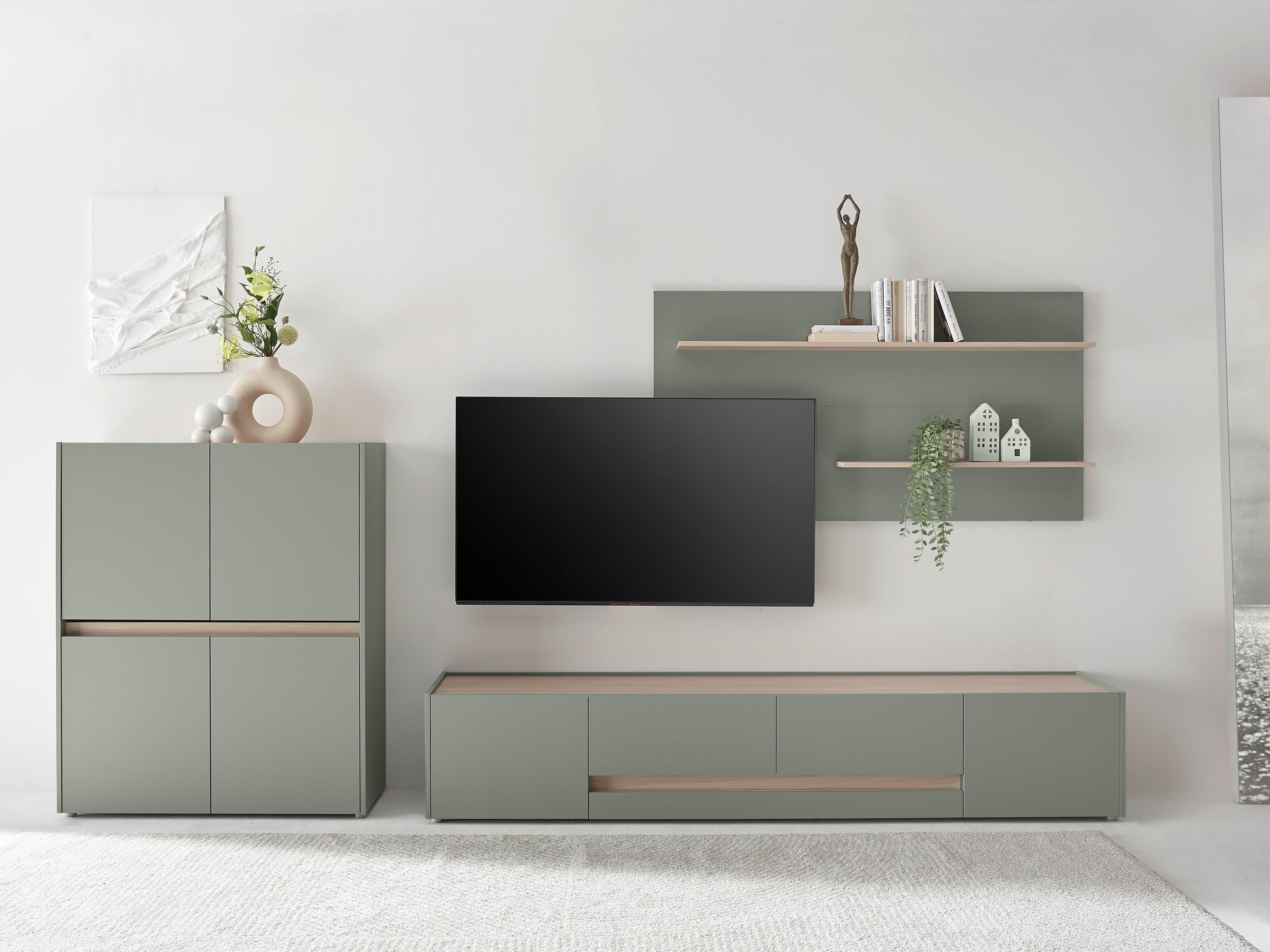 Set za dnevnu sobu Elbsori 127 (Zelena + Hrast)