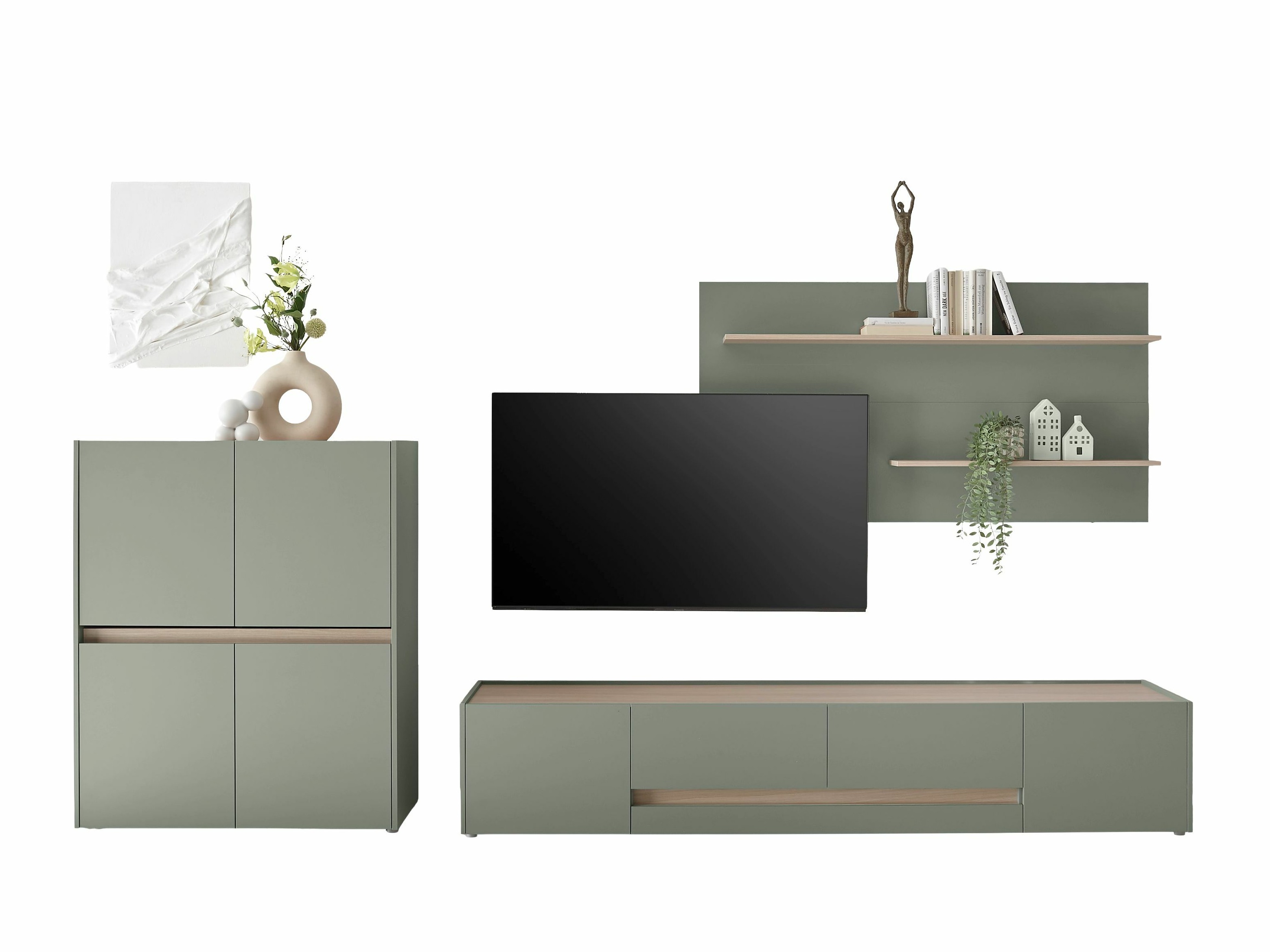 Set za dnevnu sobu Elbsori 127 (Zelena + Hrast)