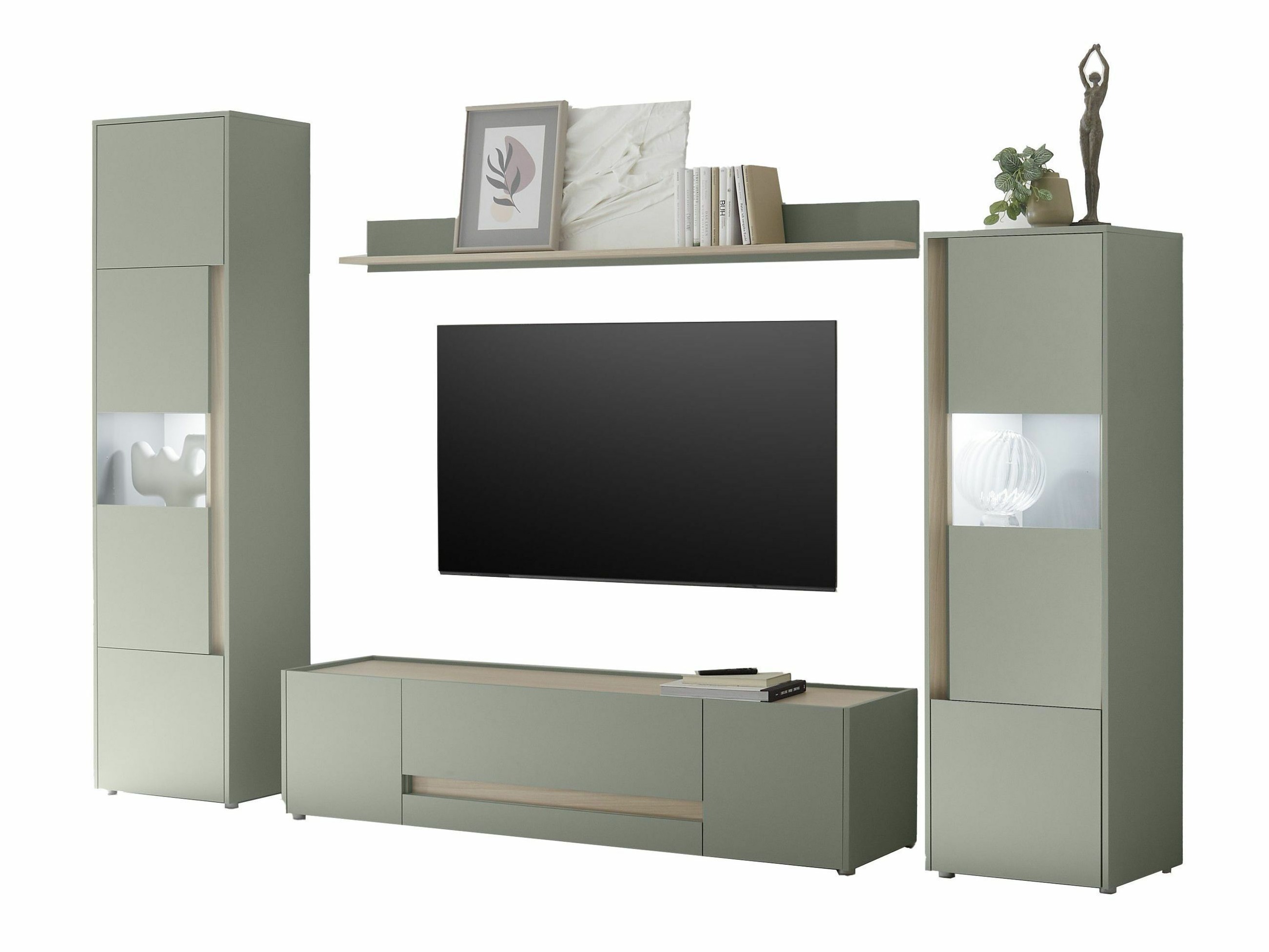 Set za dnevnu sobu Elbsori 130 (Zelena + Hrast)