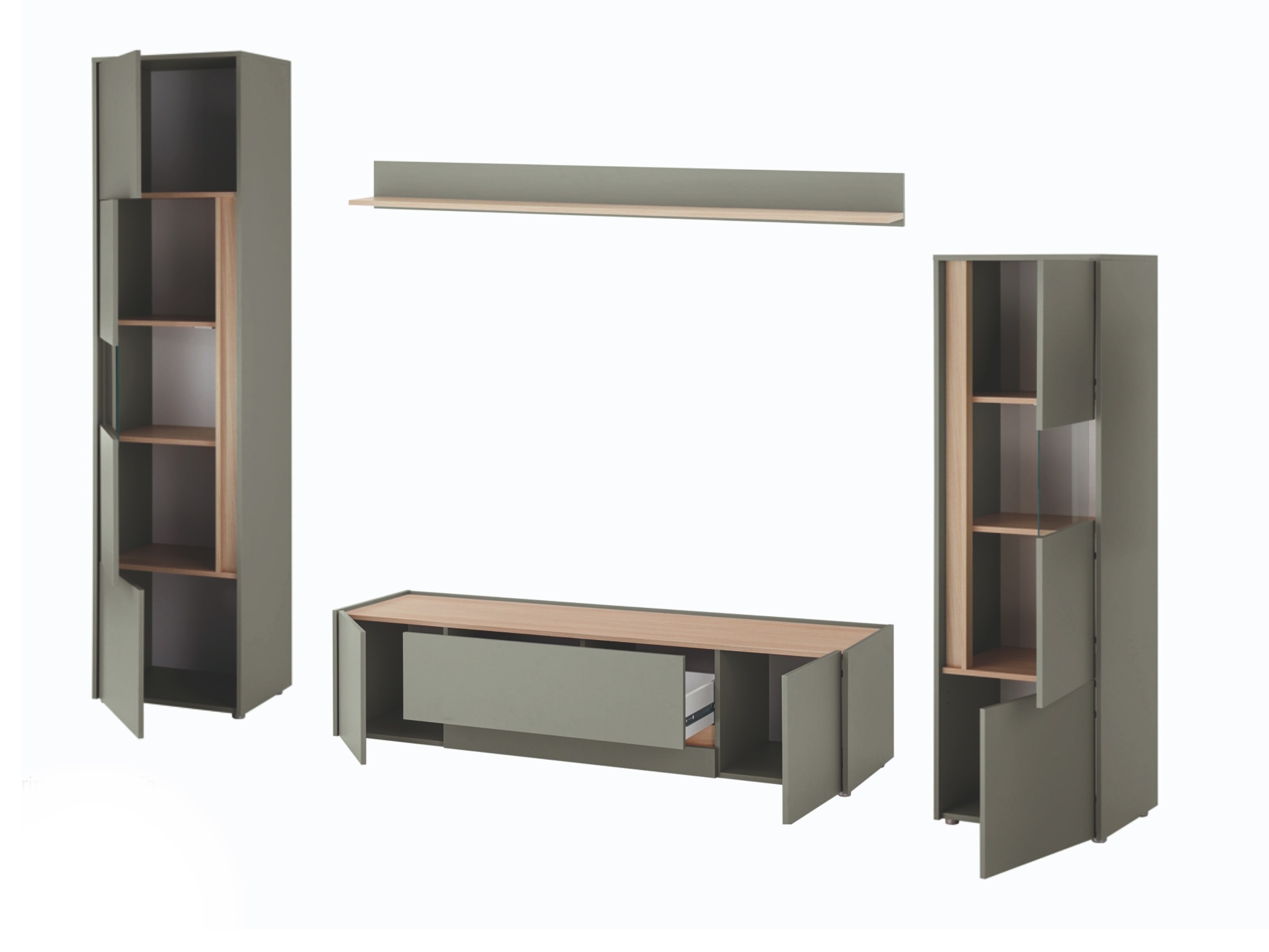 Set za dnevnu sobu Elbsori 130 (Zelena + Hrast)
