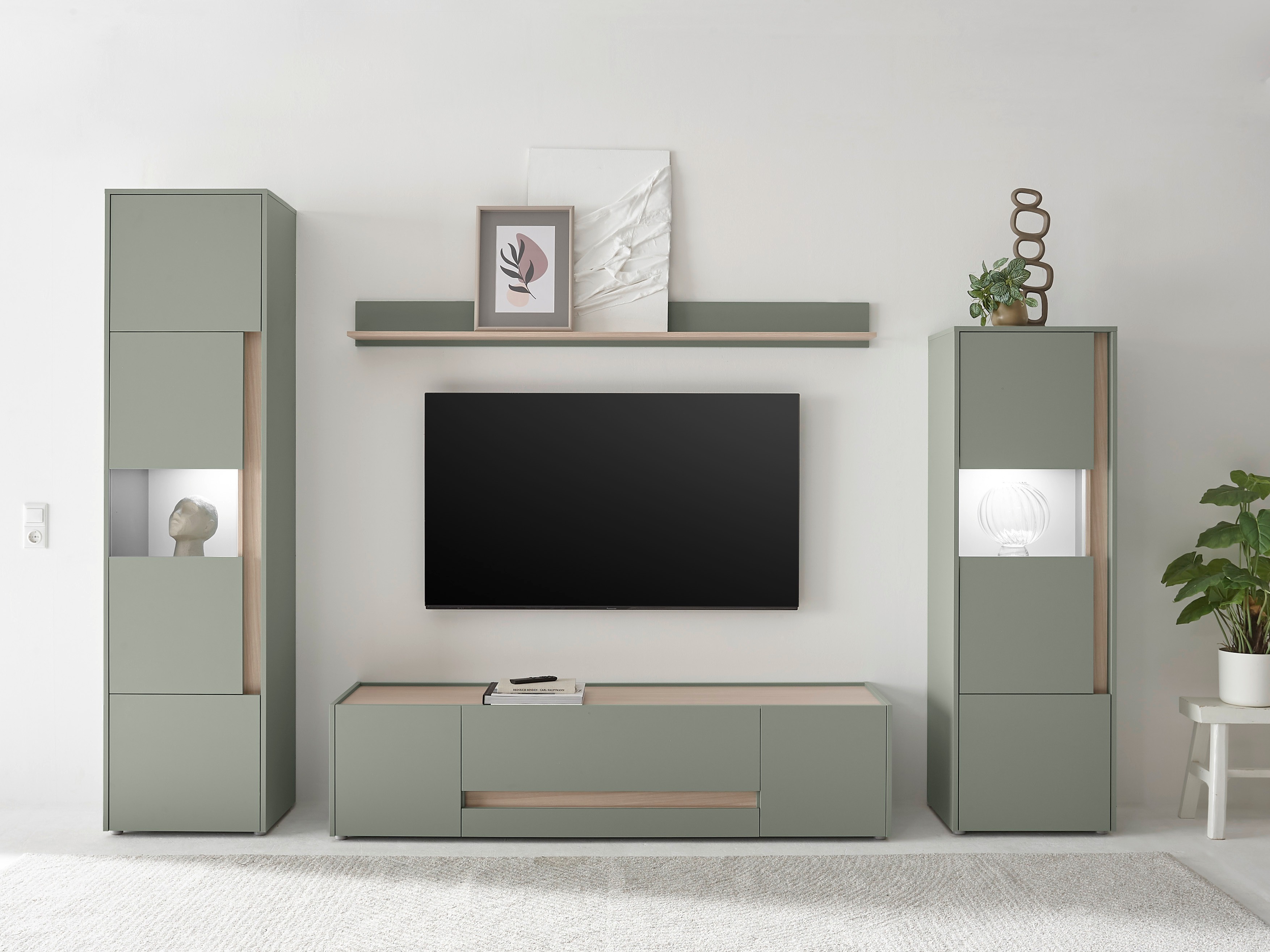 Set za dnevnu sobu Elbsori 130 (Zelena + Hrast)