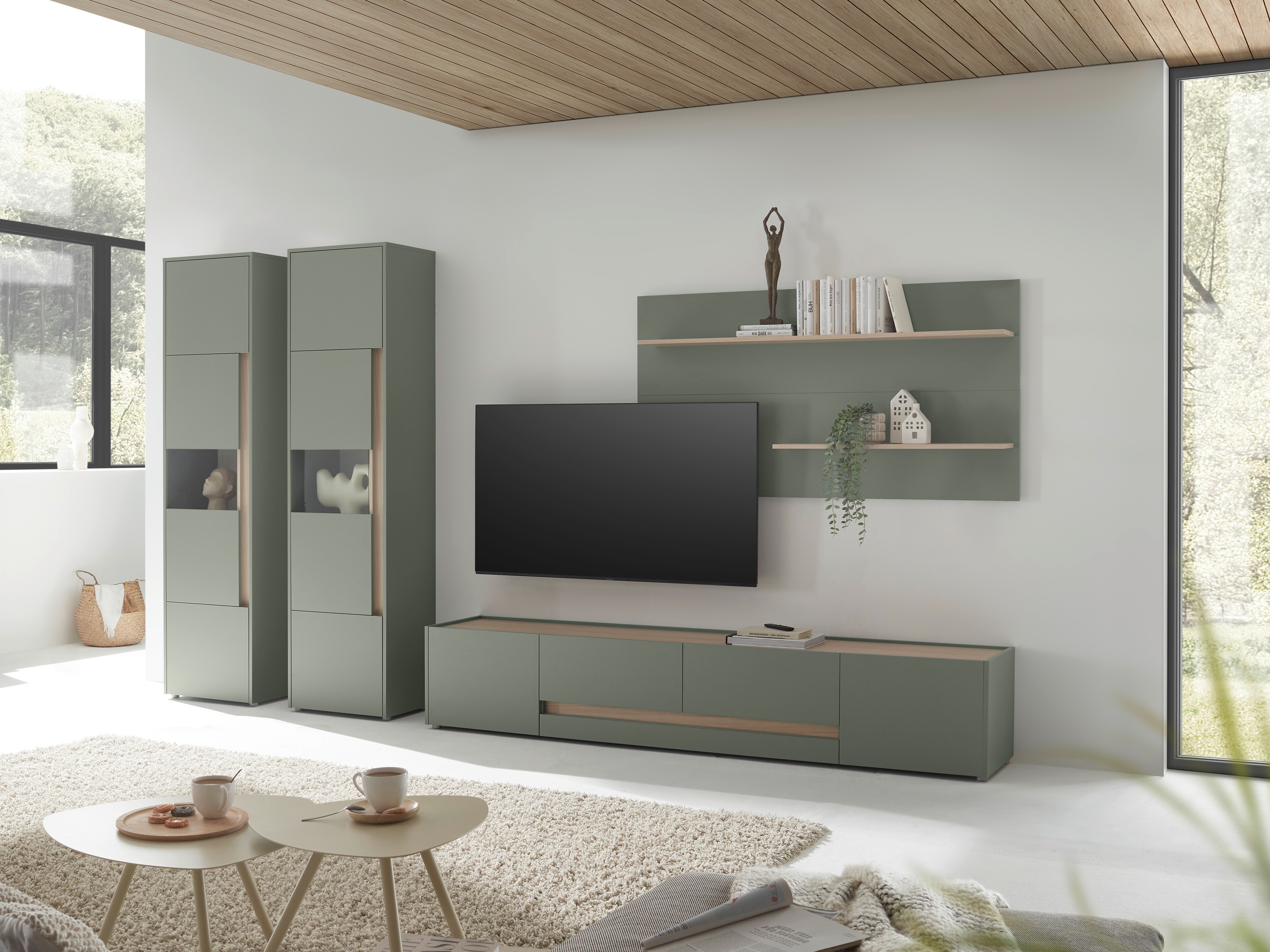 Set za dnevnu sobu Elbsori 132 (Zelena + Hrast)