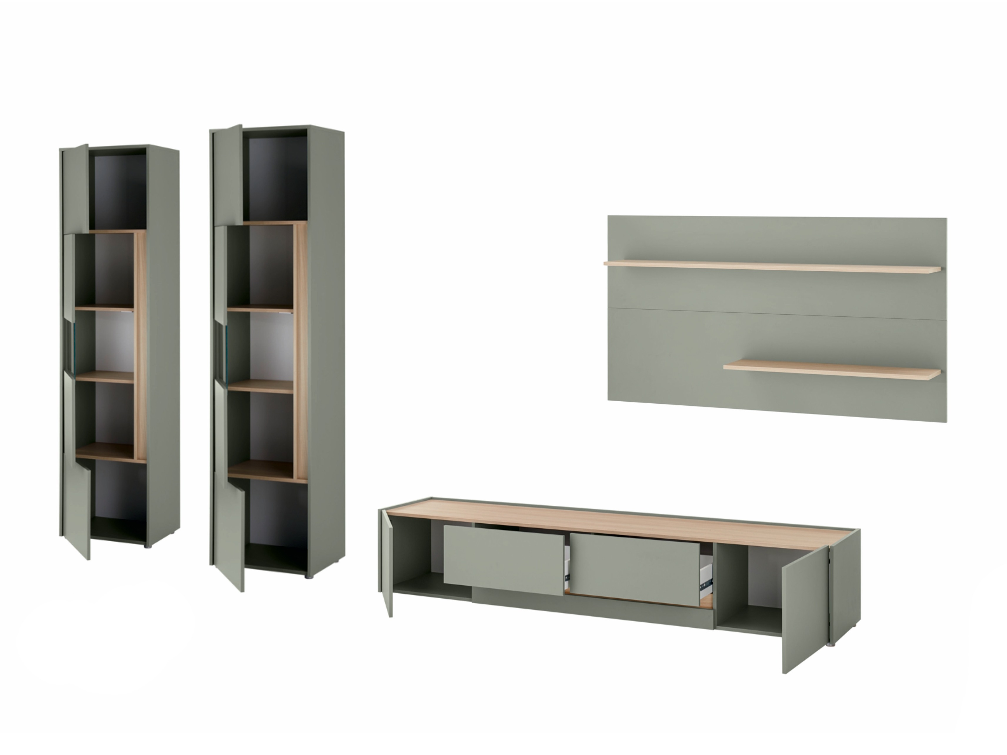Set za dnevnu sobu Elbsori 132 (Zelena + Hrast)