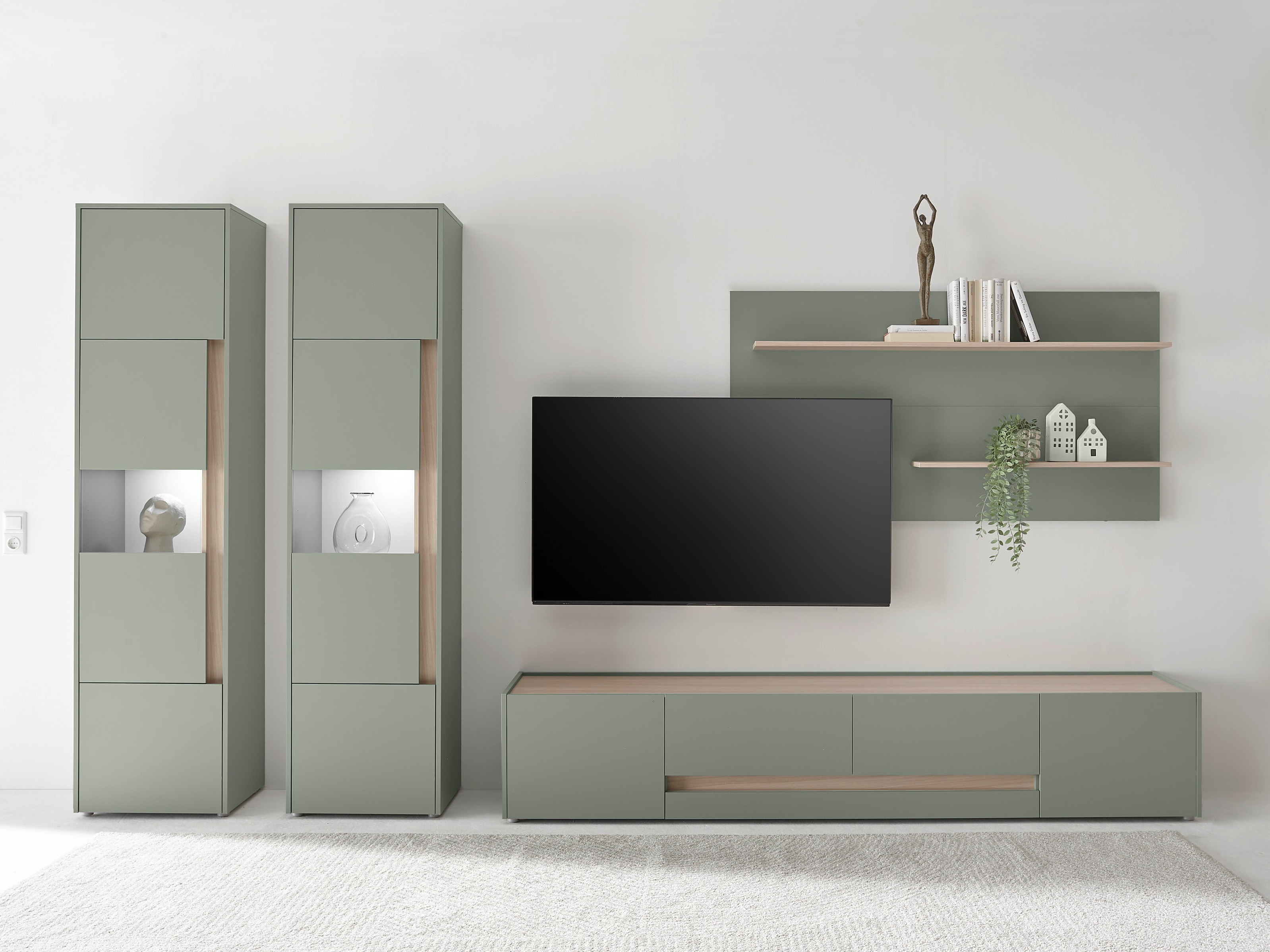 Set za dnevnu sobu Elbsori 132 (Zelena + Hrast)