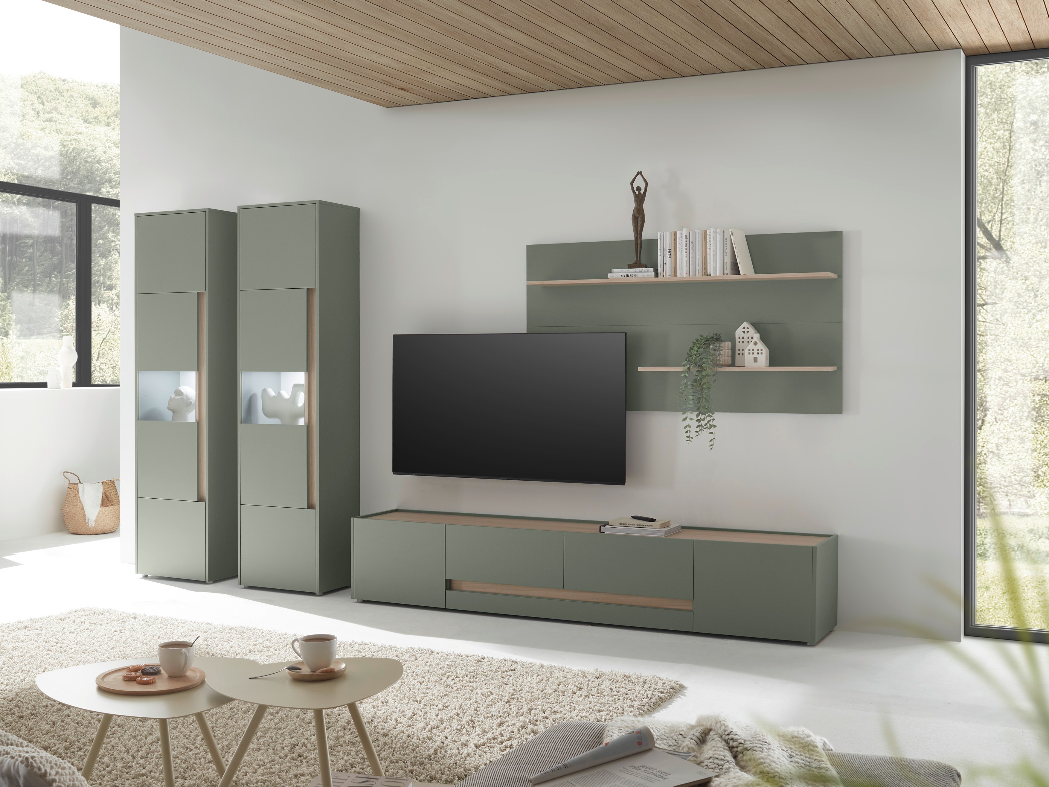 Set za dnevnu sobu Elbsori 132 (Zelena + Hrast)