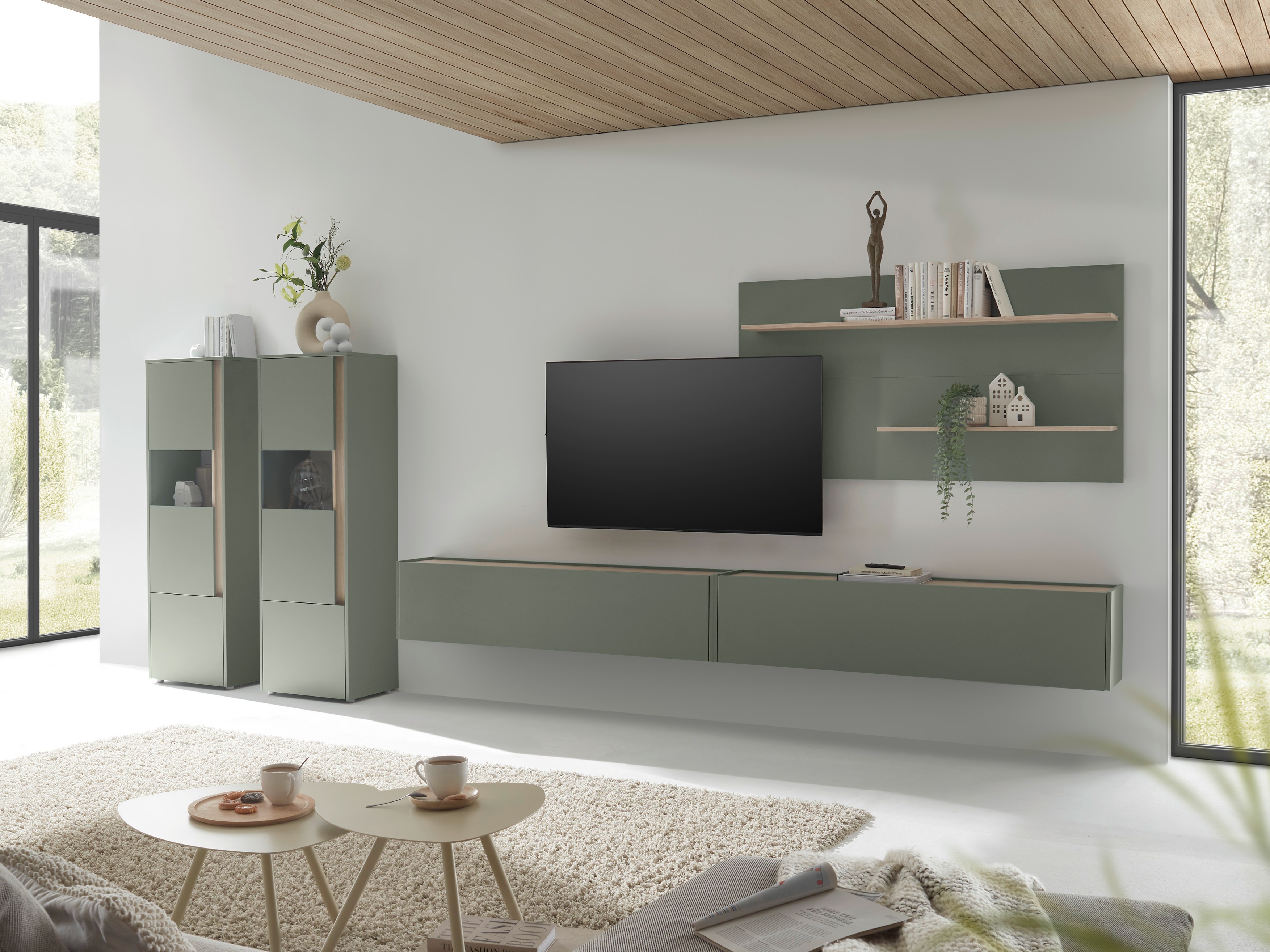 Set za dnevnu sobu Elbsori 135 (Zelena + Hrast)