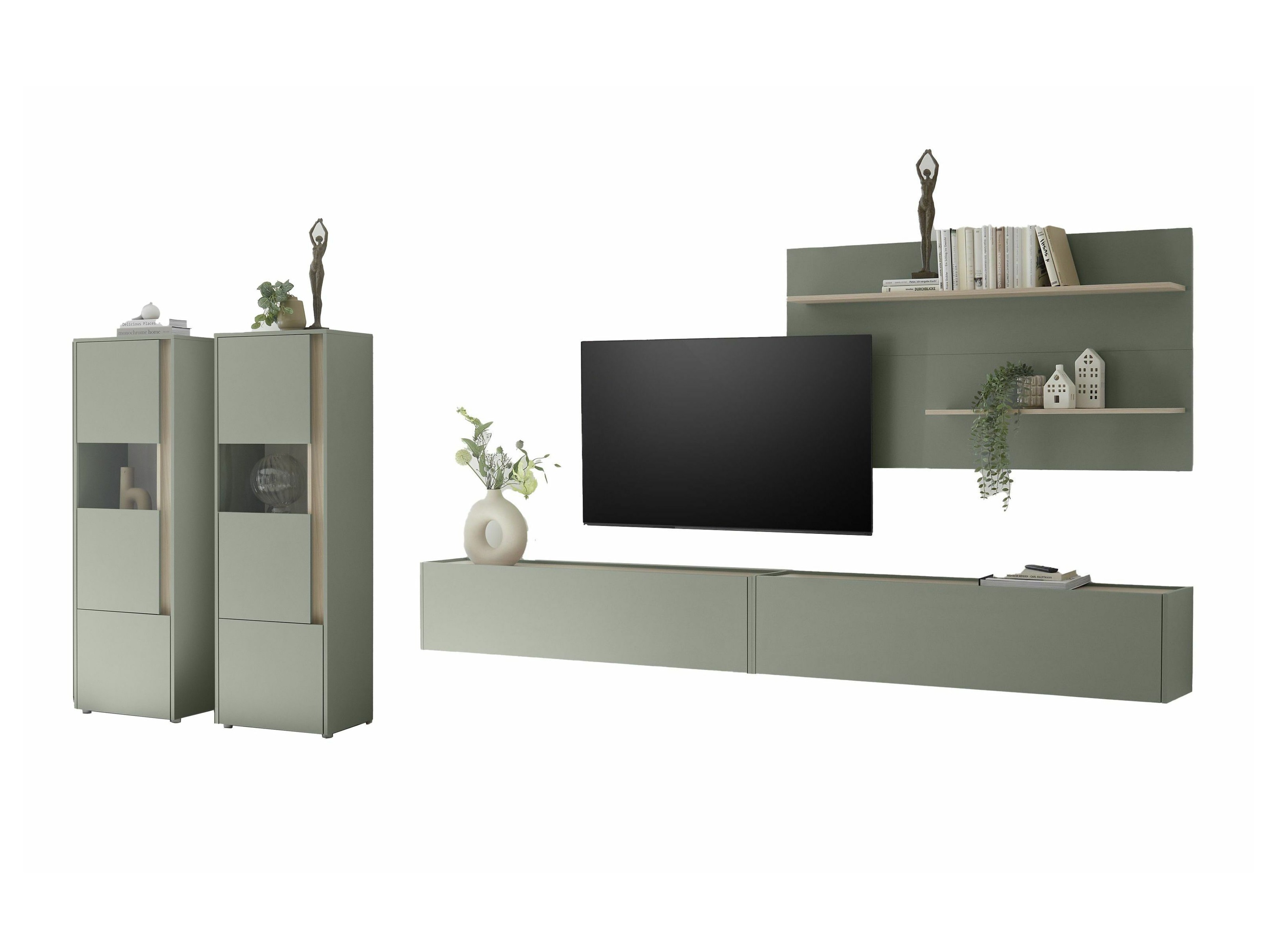 Set za dnevnu sobu Elbsori 135 (Zelena + Hrast)