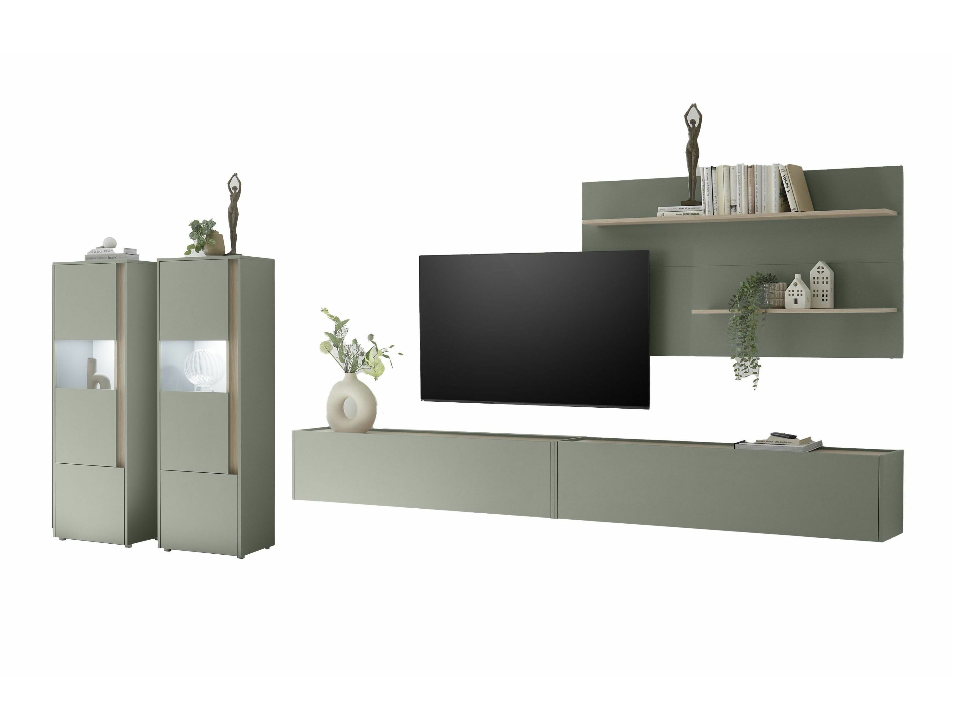 Set za dnevnu sobu Elbsori 135 (Zelena + Hrast)