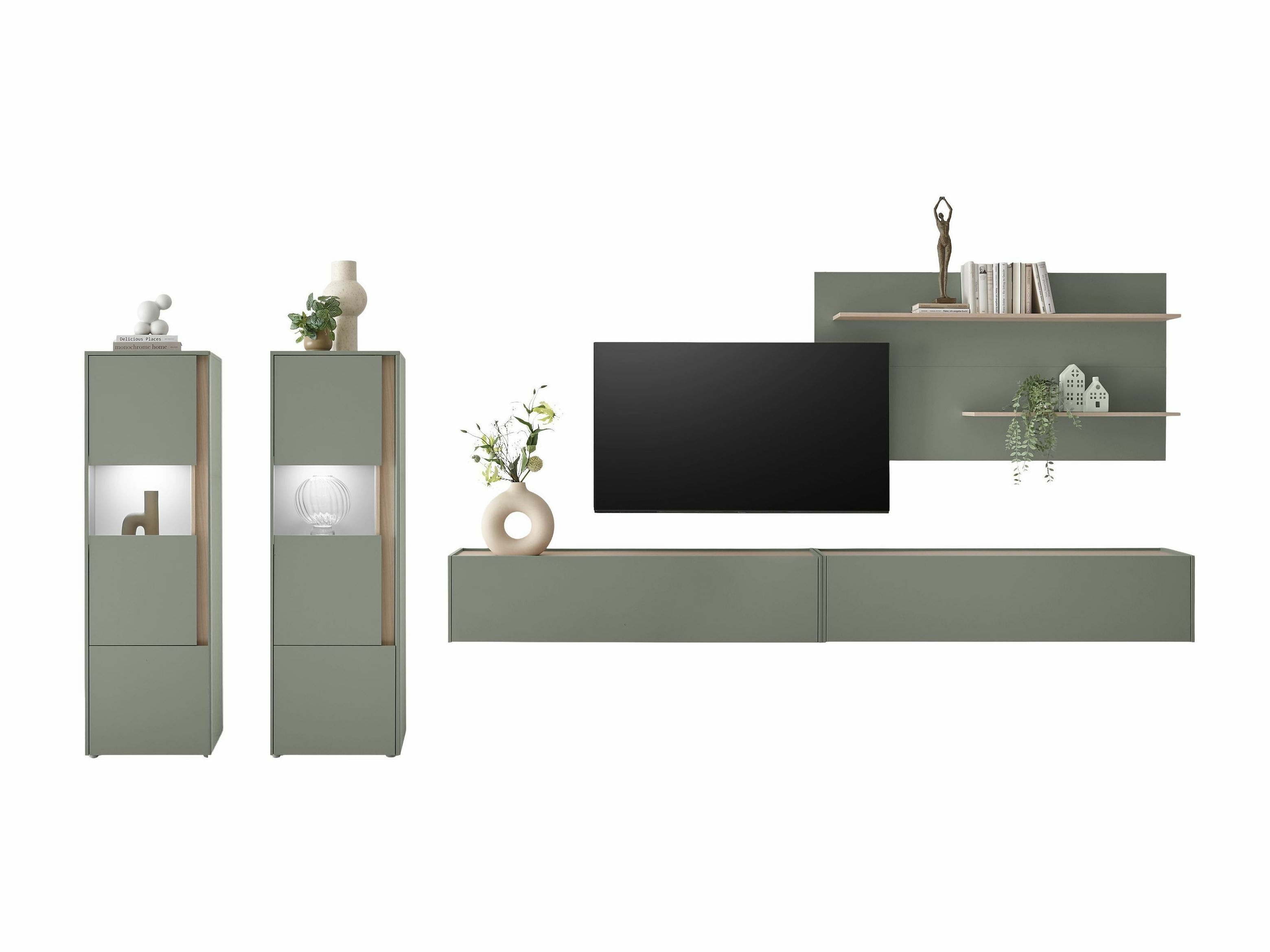 Set za dnevnu sobu Elbsori 135 (Zelena + Hrast)