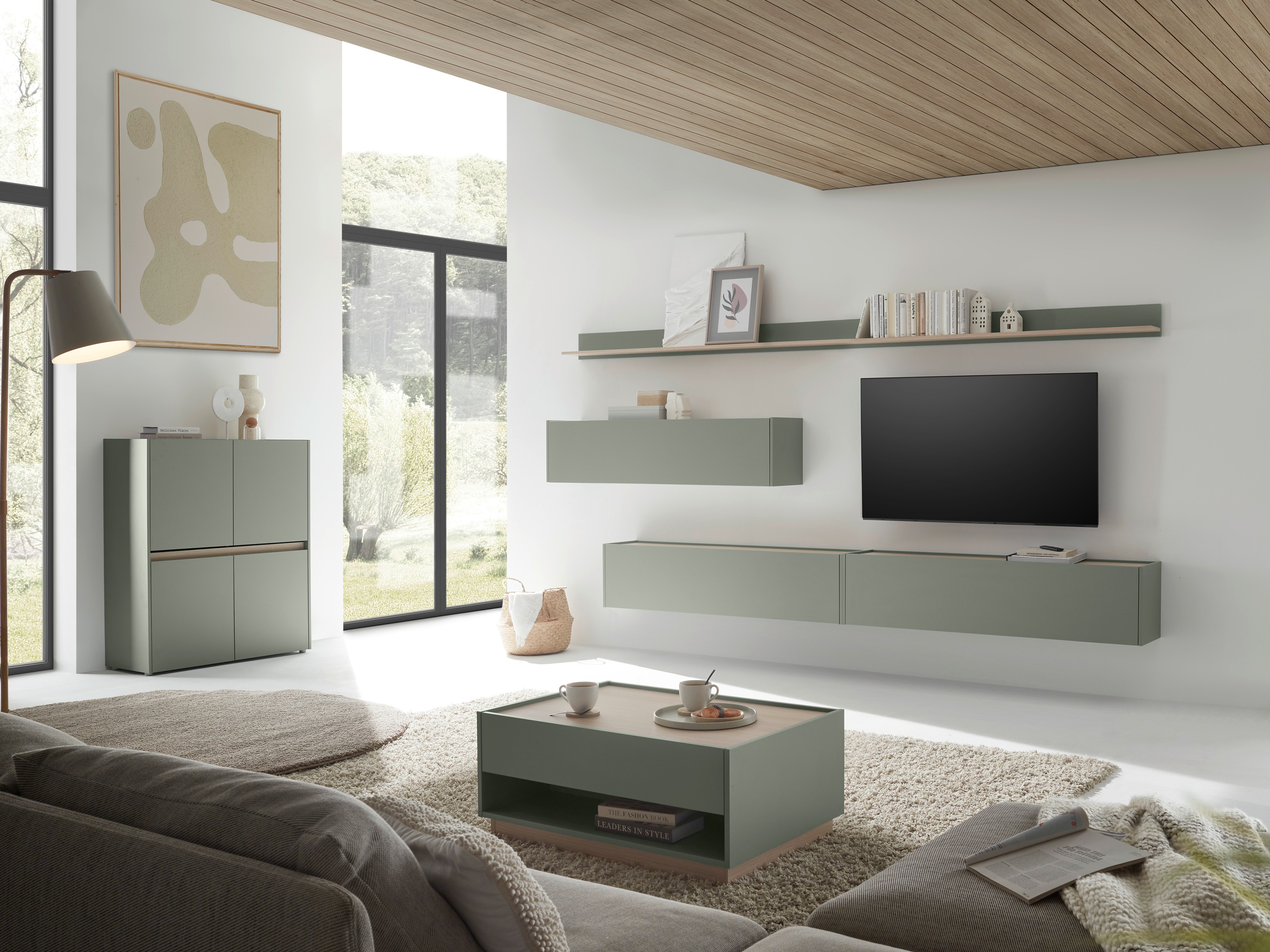 Set za dnevnu sobu Elbsori 142 (Zelena + Hrast)