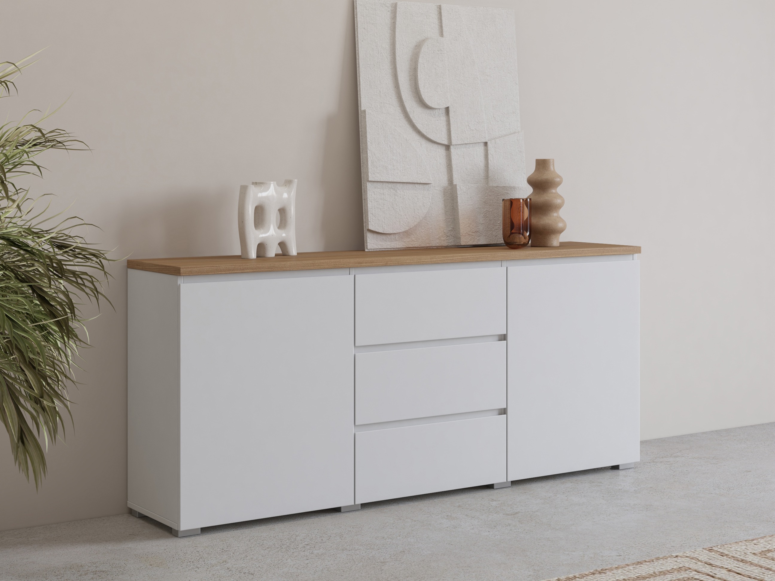 Komoda Baletu 106 (Belo + Hrast)
