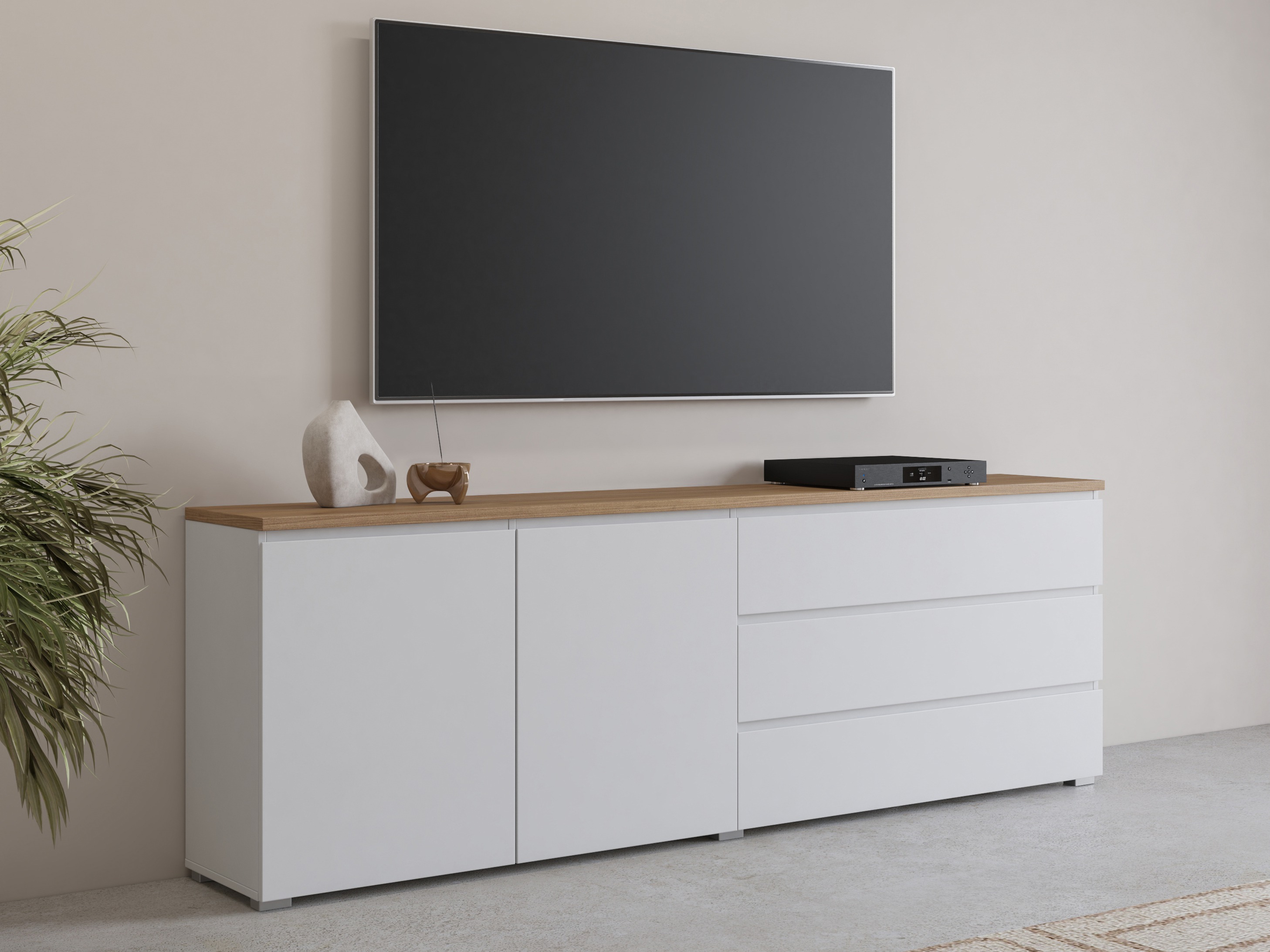 Komoda Baletu 107 (Belo + Hrast)