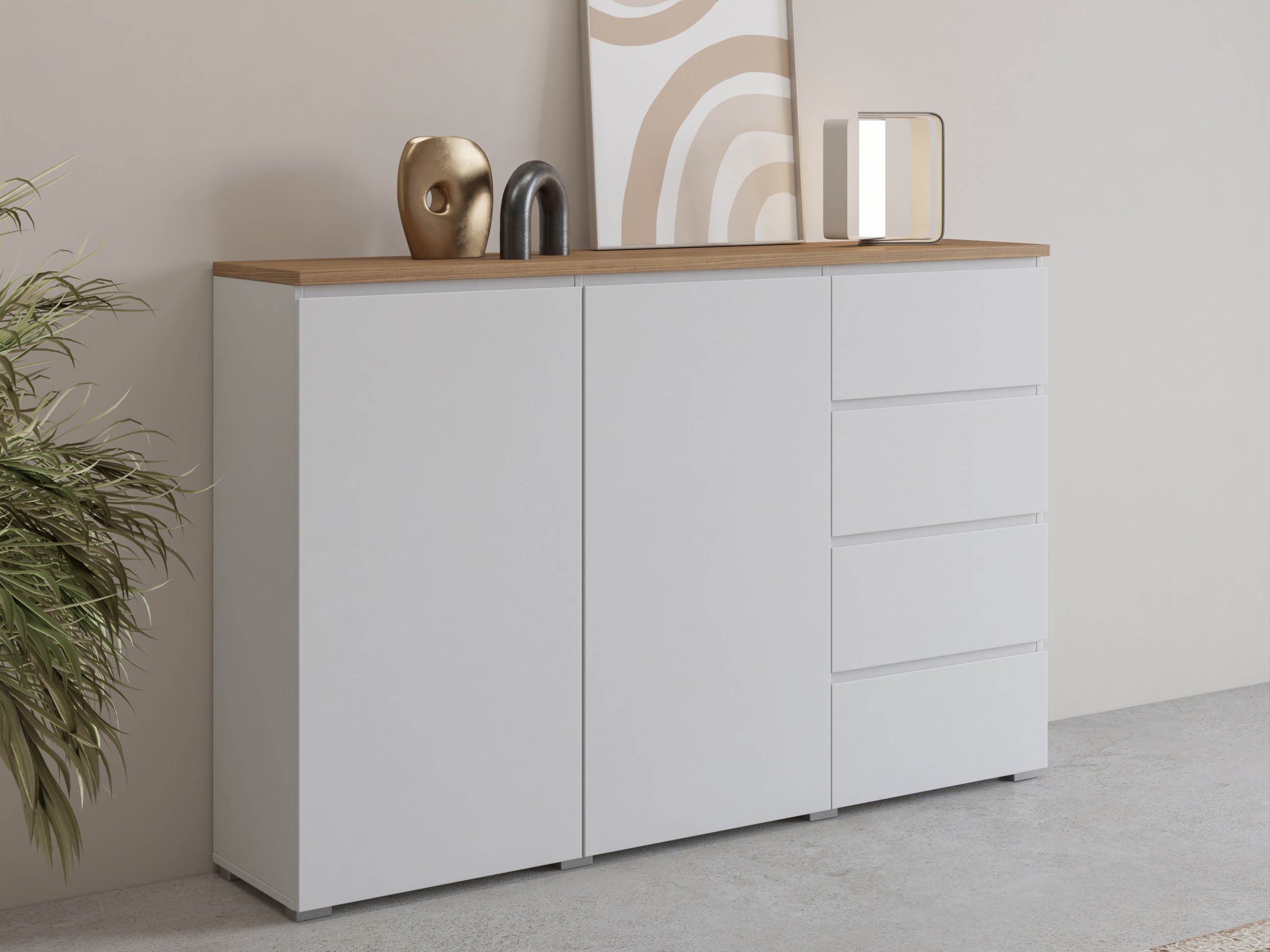 Komoda Baletu 109 (Belo + Hrast)