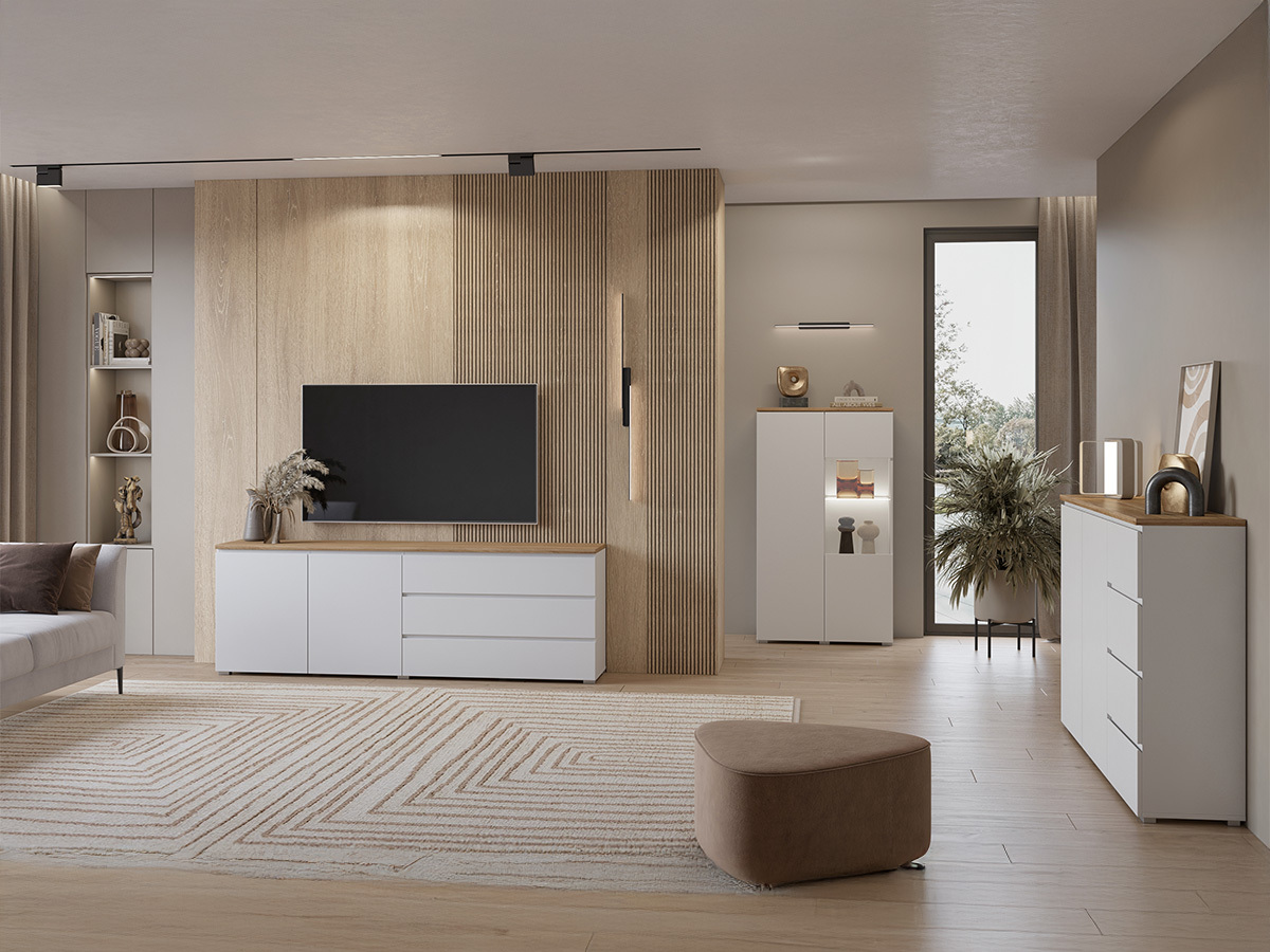 Komoda Baletu 109 (Belo + Hrast)