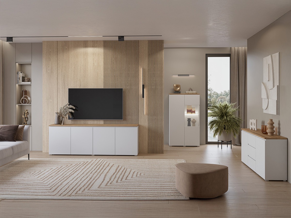 Polica Baletu 108 (Belo + Hrast)