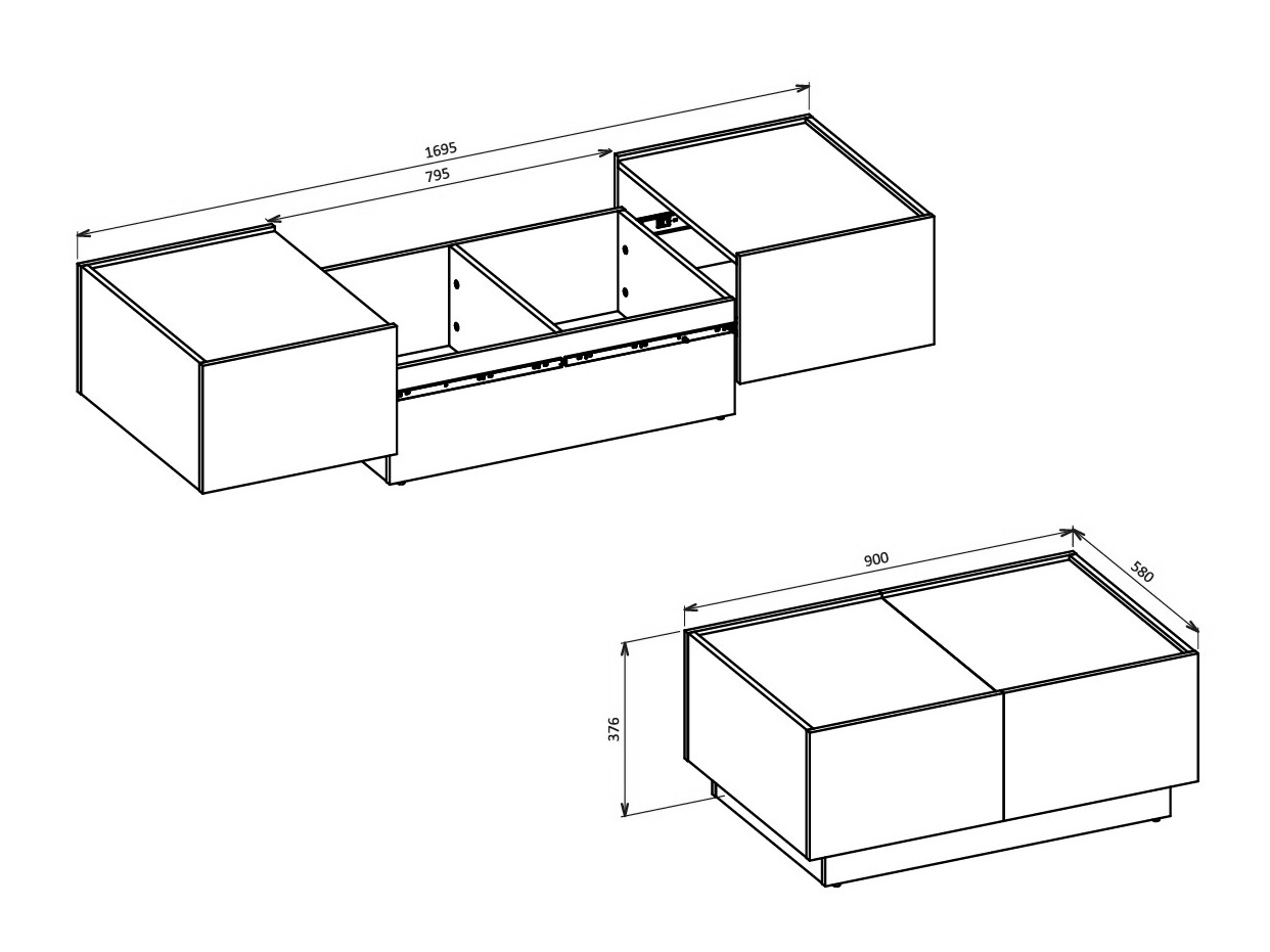 Modularni stočić za kafu Austin 380 (Kašmir + Crno)