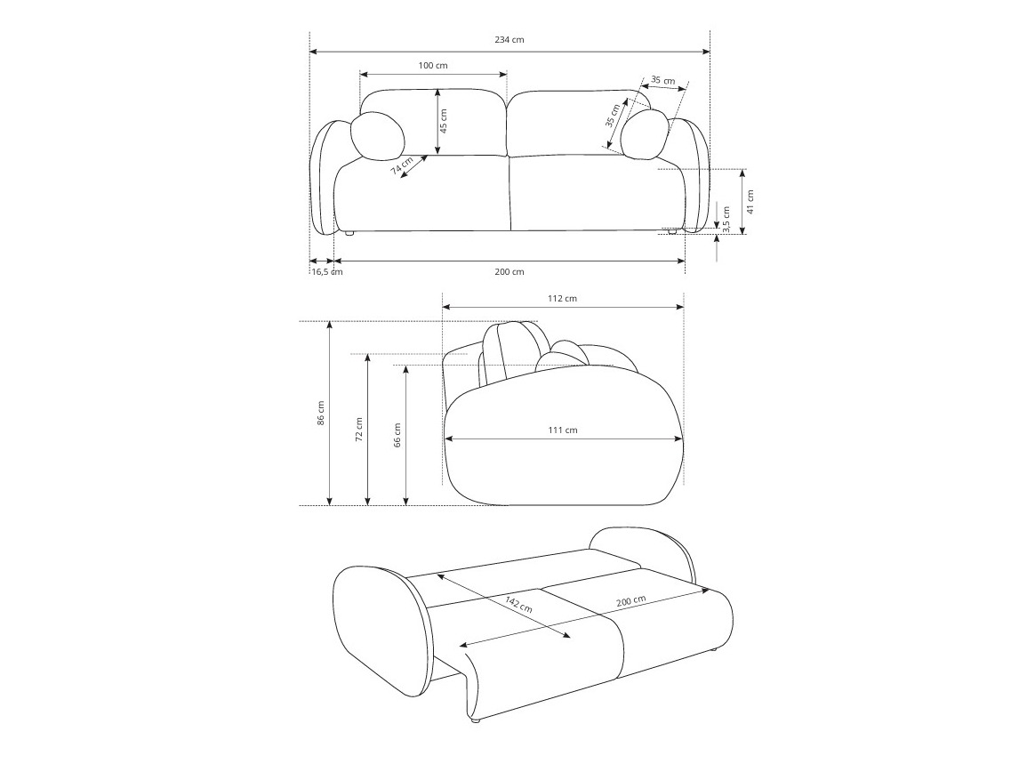 Sofa na razvlačenje Kingston 196 (Cremona 70)