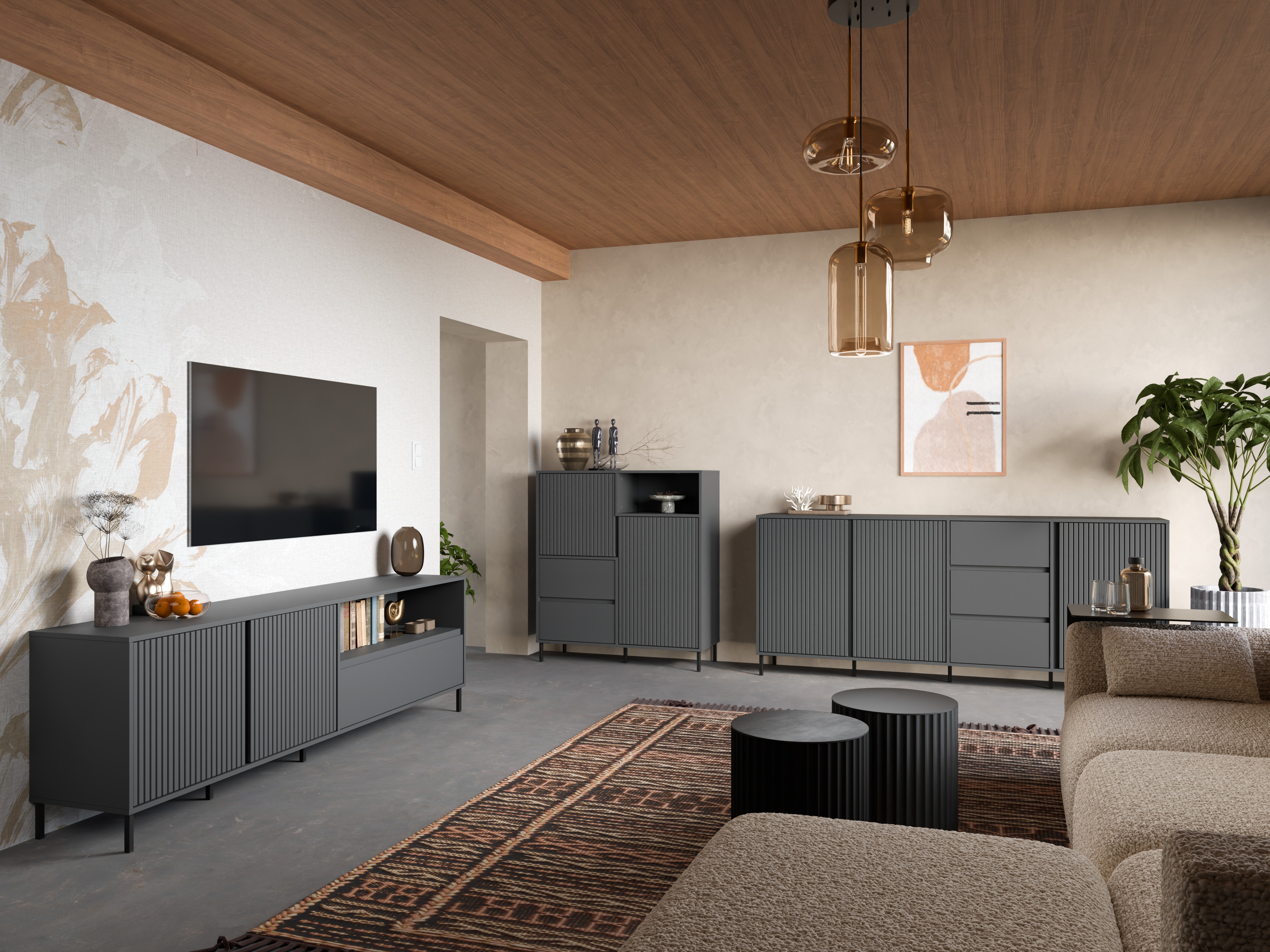 Set za dnevnu sobu Ruvrevi 105 (Antricit (ugalj))