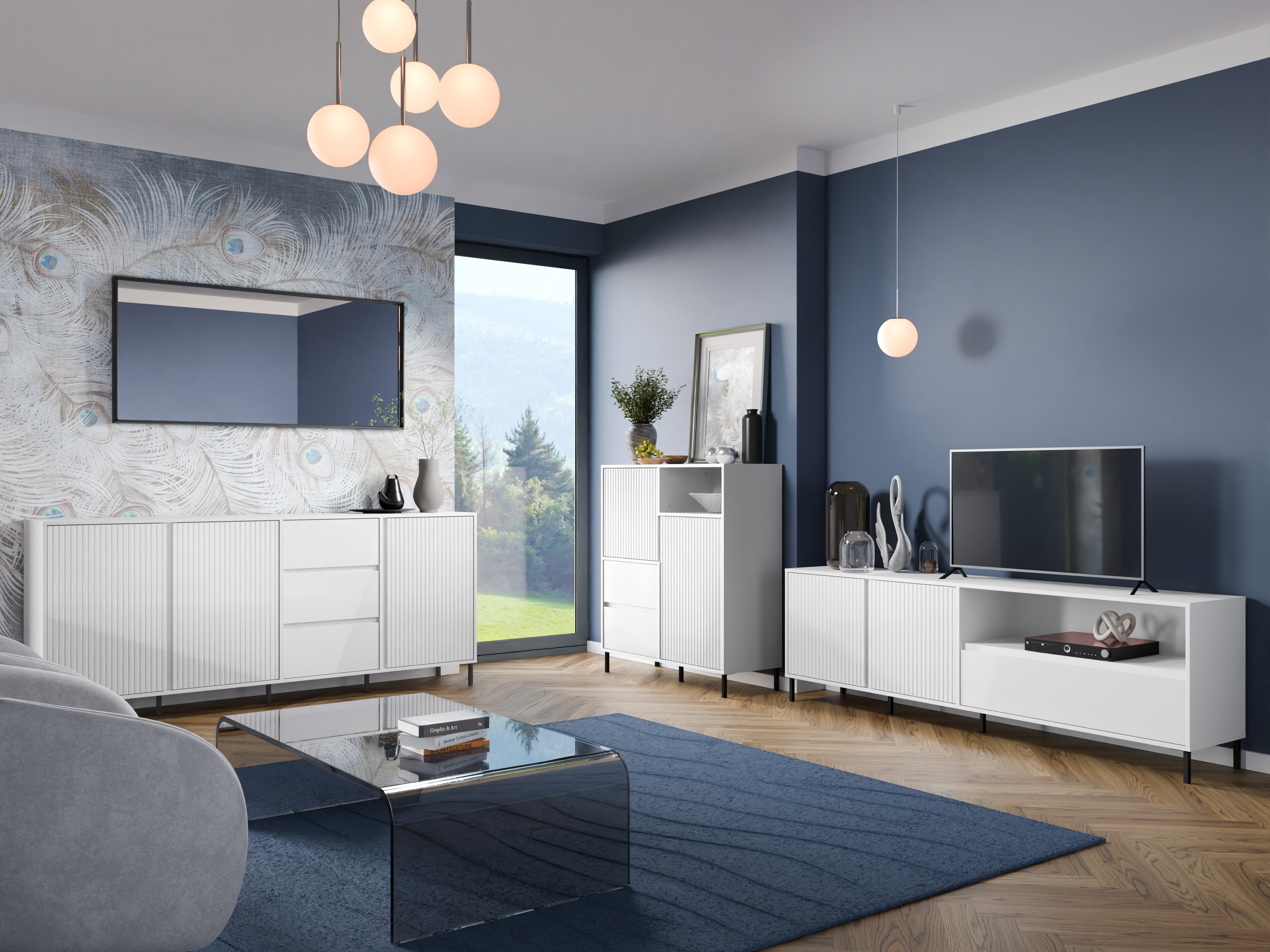 Set za dnevnu sobu Ruvrevi 105 (Belo)