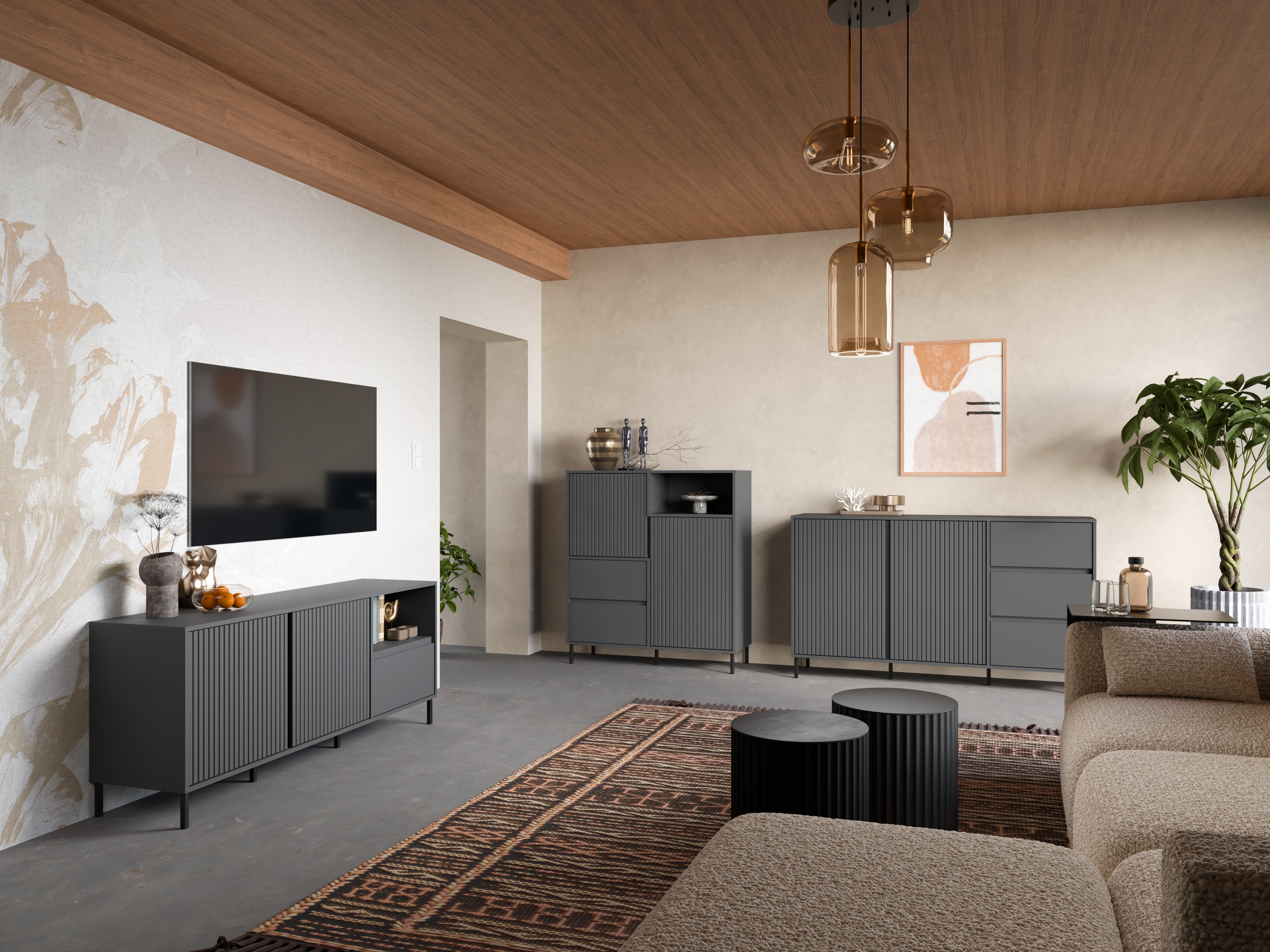 Set za dnevnu sobu Ruvrevi 106 (Antracit)