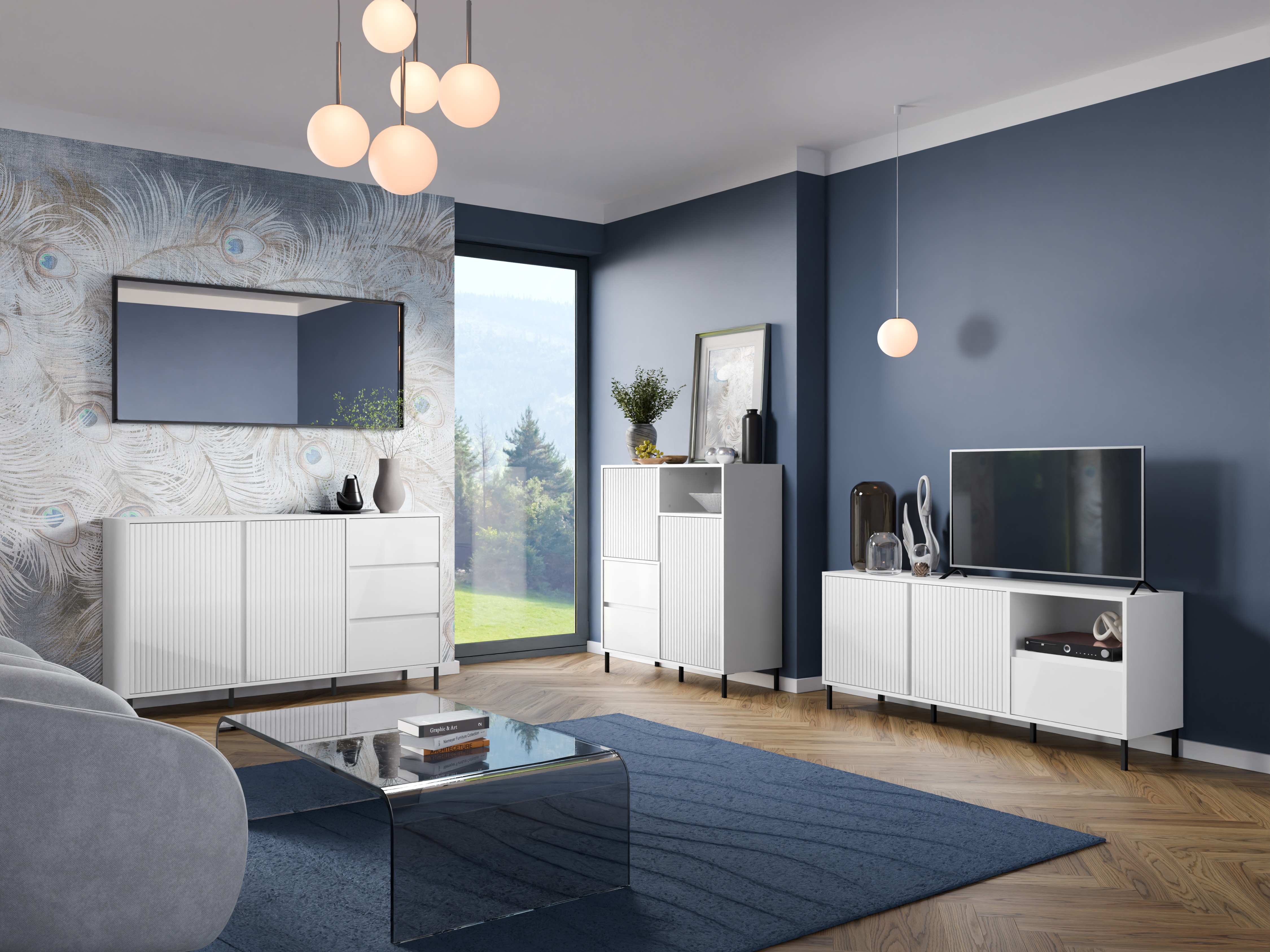 Set za dnevnu sobu Ruvrevi 106 (Belo)