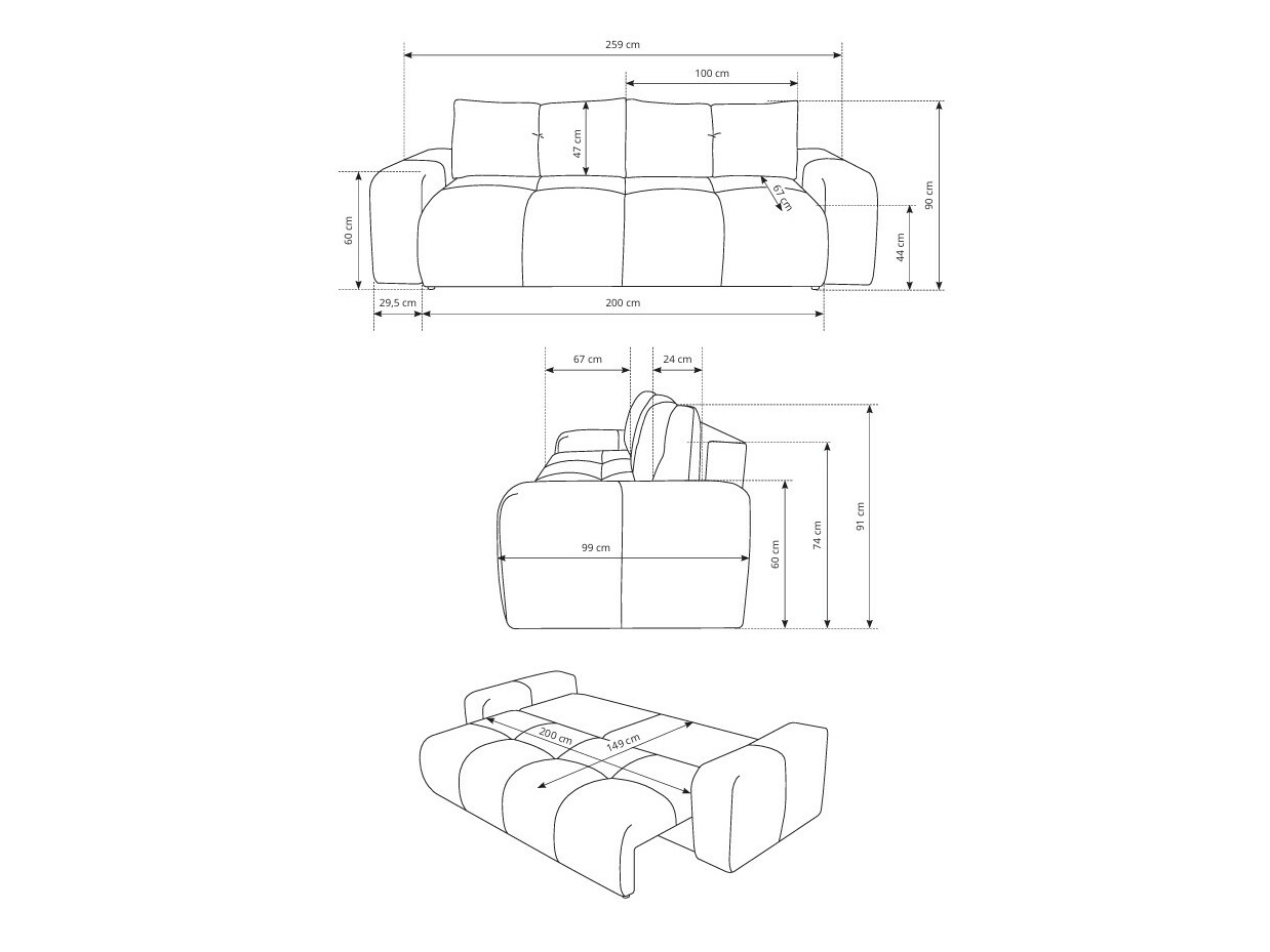 Sofa na razvlačenje Kingston 154 (Curio 09)