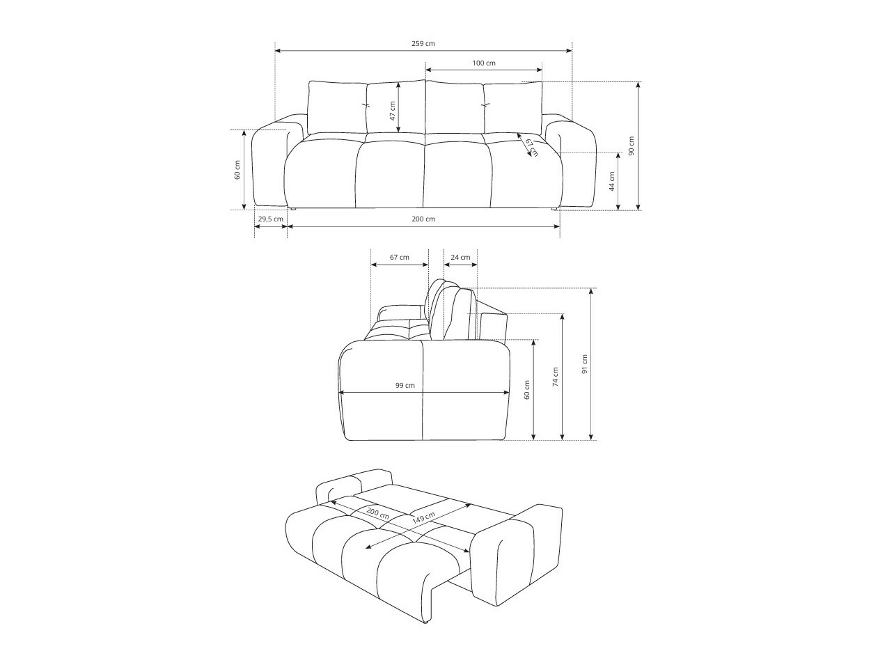 Sofa na razvlačenje Kingston 154 (Flow 01)