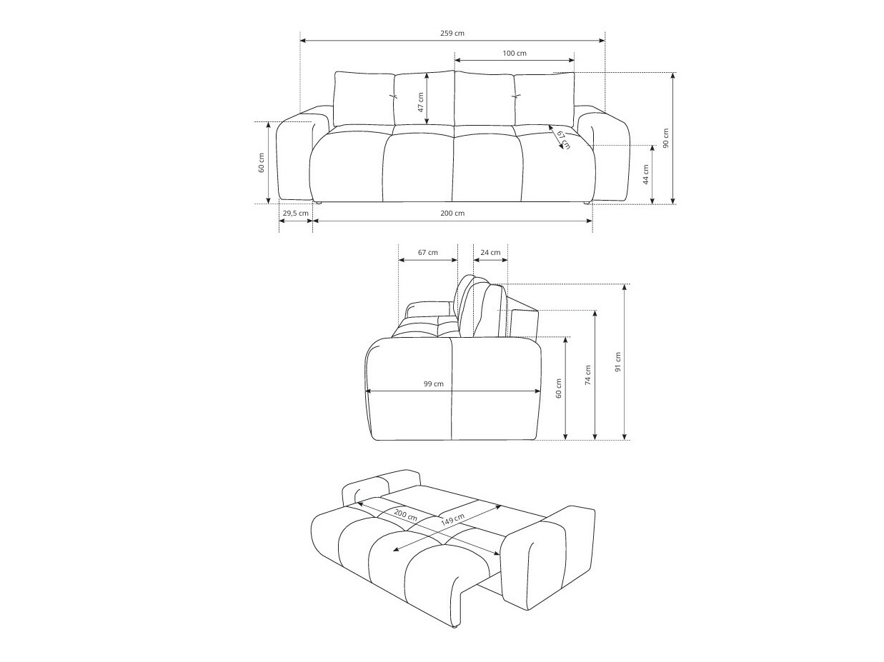 Sofa na razvlačenje Kingston 154 (Flow 02)