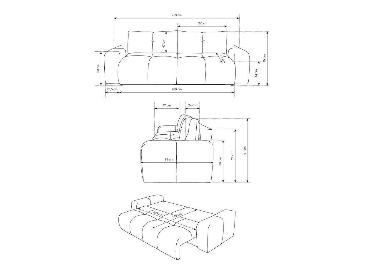 Sofa na razvlačenje Kingston 154 (Flow 03)