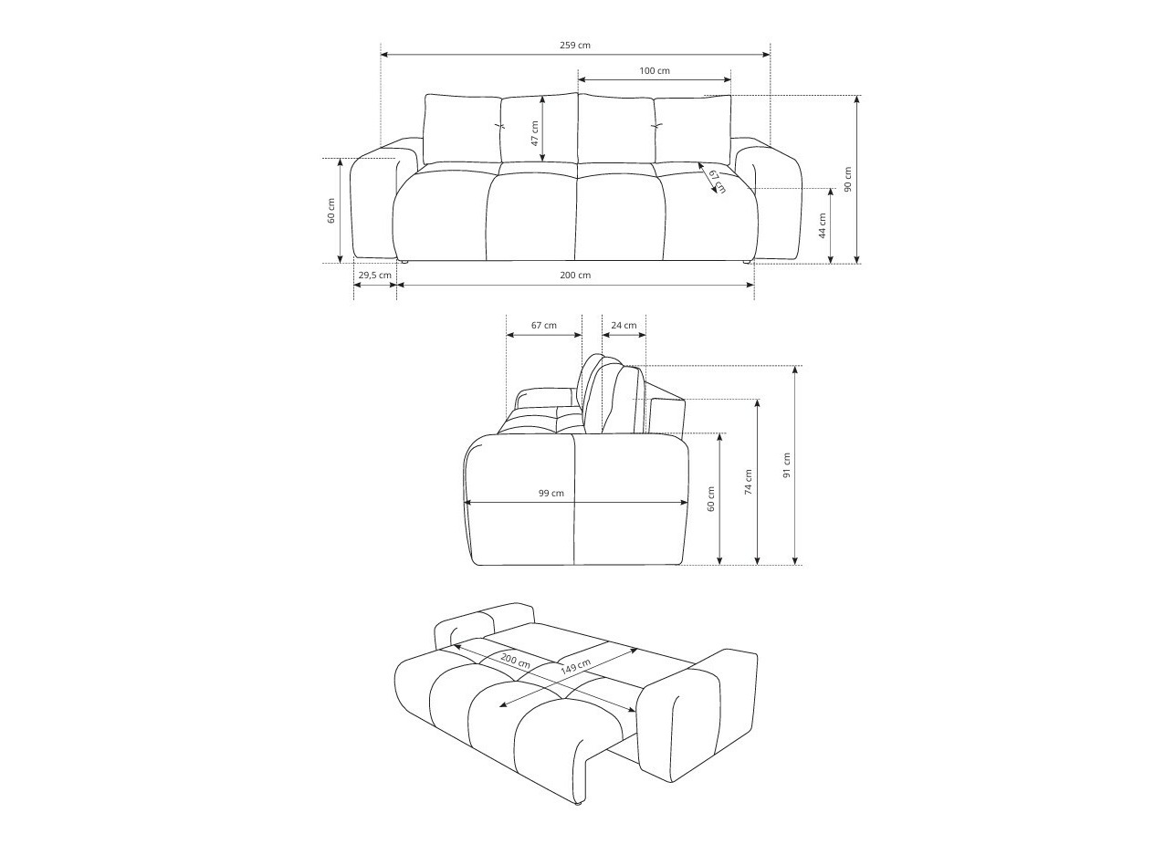 Sofa na razvlačenje Kingston 154 (Flow 09)