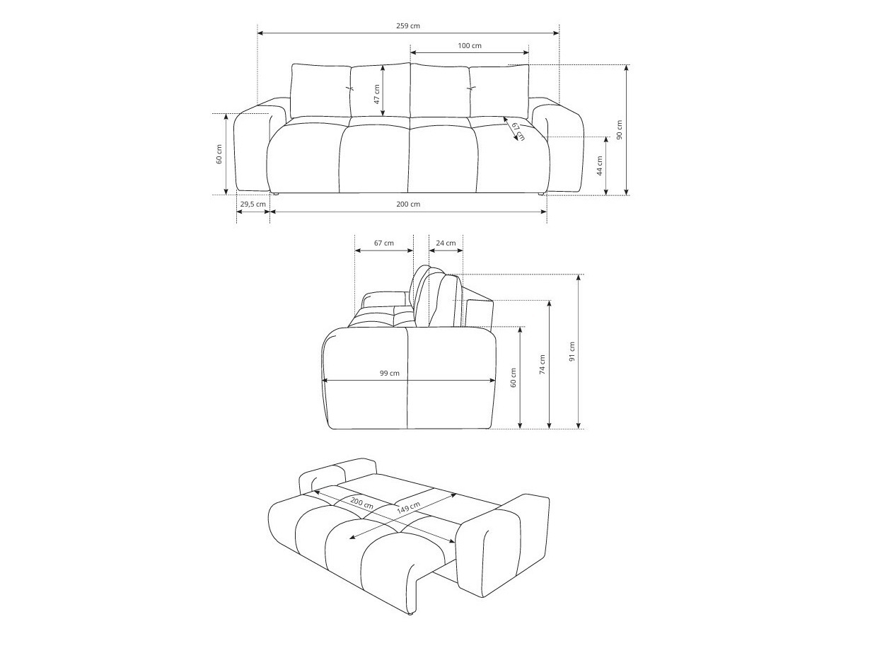 Sofa na razvlačenje Kingston 154 (Flow 12)