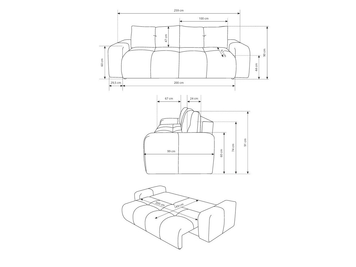 Sofa na razvlačenje Kingston 154 (Flow 16)