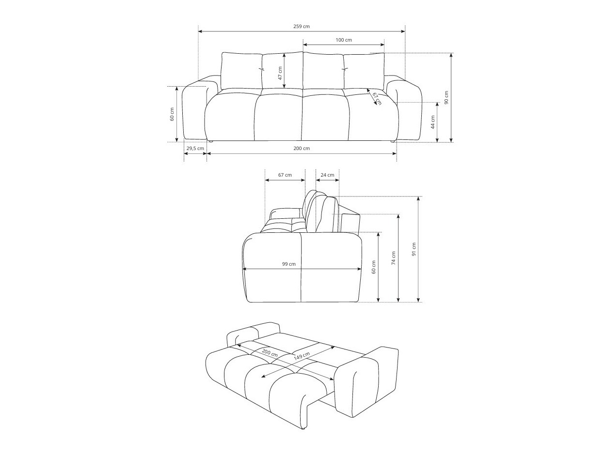 Sofa na razvlačenje Kingston 154 (Flow 17)