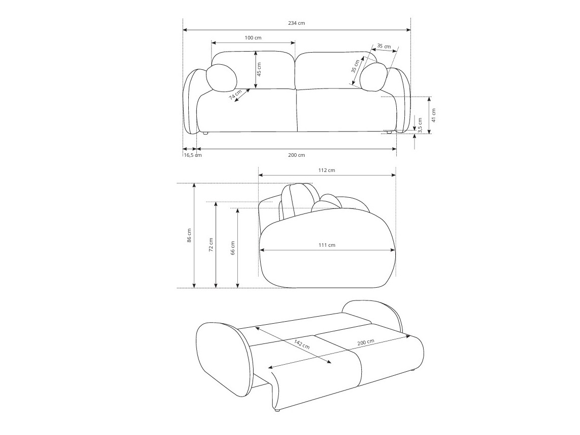 Sofa na razvlačenje Kingston 196 (Raven 22)
