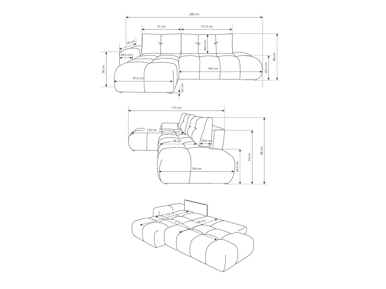 Ugaona sofa Kingston 156 (Flow 09)